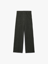 Rahat Kalıp Beli Lastikli Nervürlü Uzun Geniş Paça Pantolon