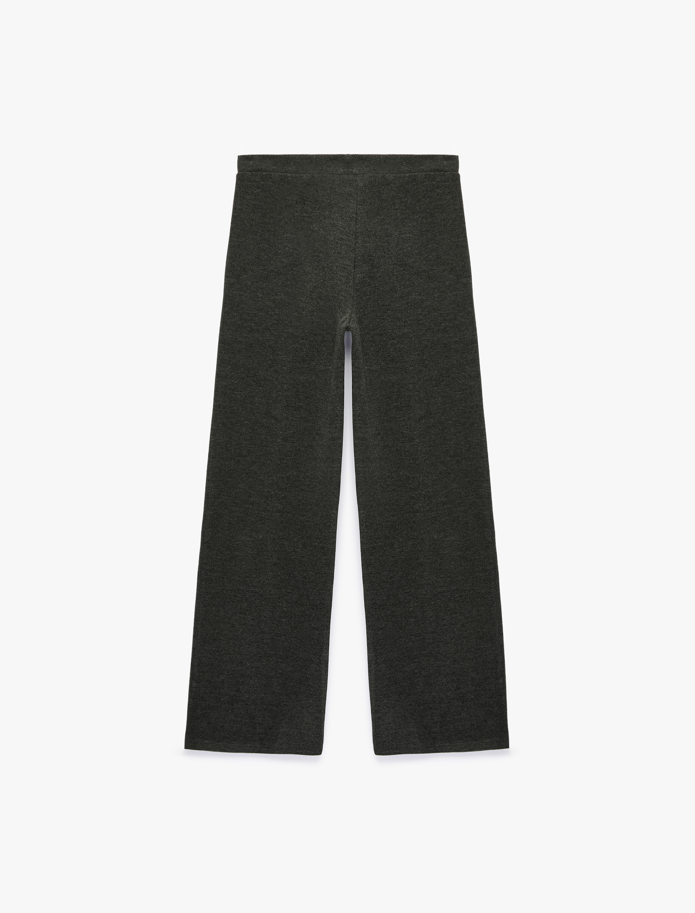   Rahat Kalıp Beli Lastikli Nervürlü Uzun Geniş Paça Pantolon