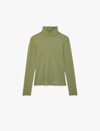 Slim Fit Dik Yaka Uzun Kollu Tişört