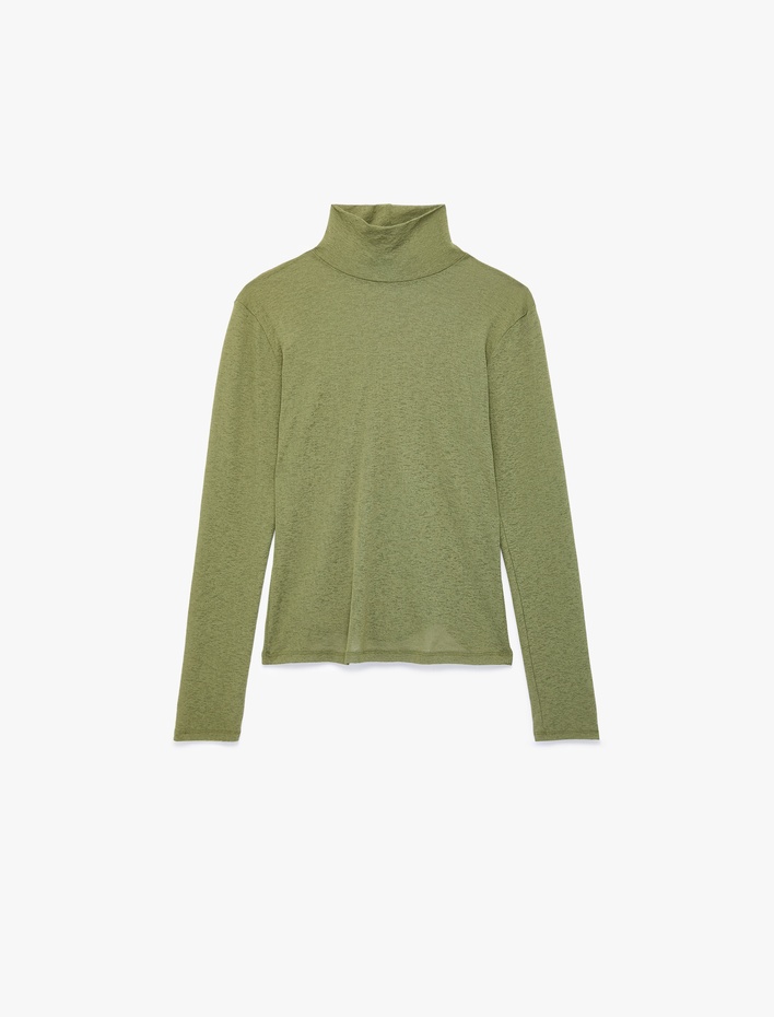  Slim Fit Dik Yaka Uzun Kollu Tişört