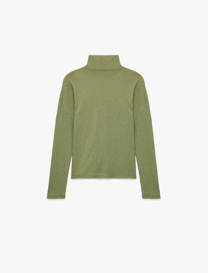  Slim Fit Dik Yaka Uzun Kollu Tişört