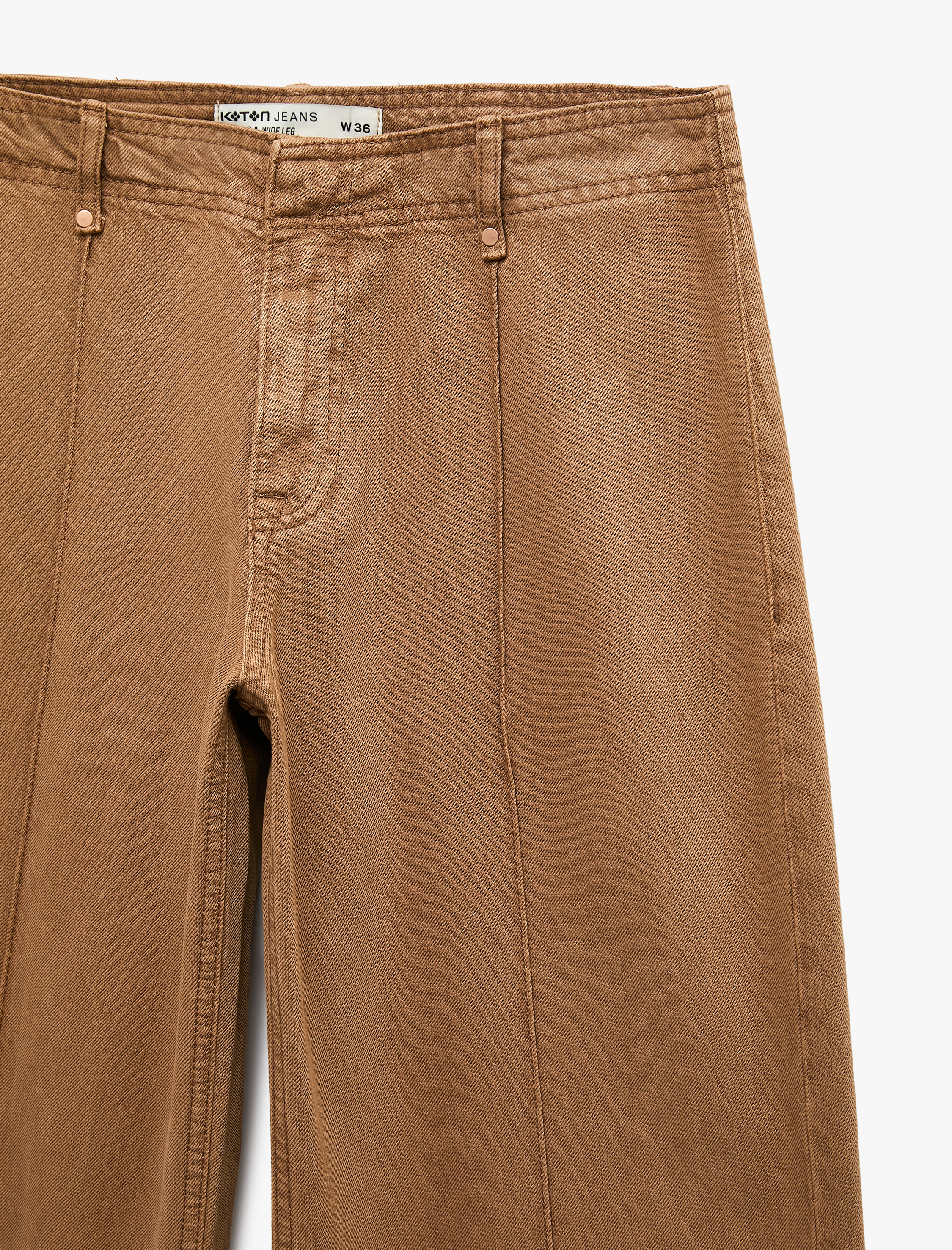   Standart Bel Regular Fit Düğmeli Nervürlü Düz Paça Pantolon - Culotte Jeans
