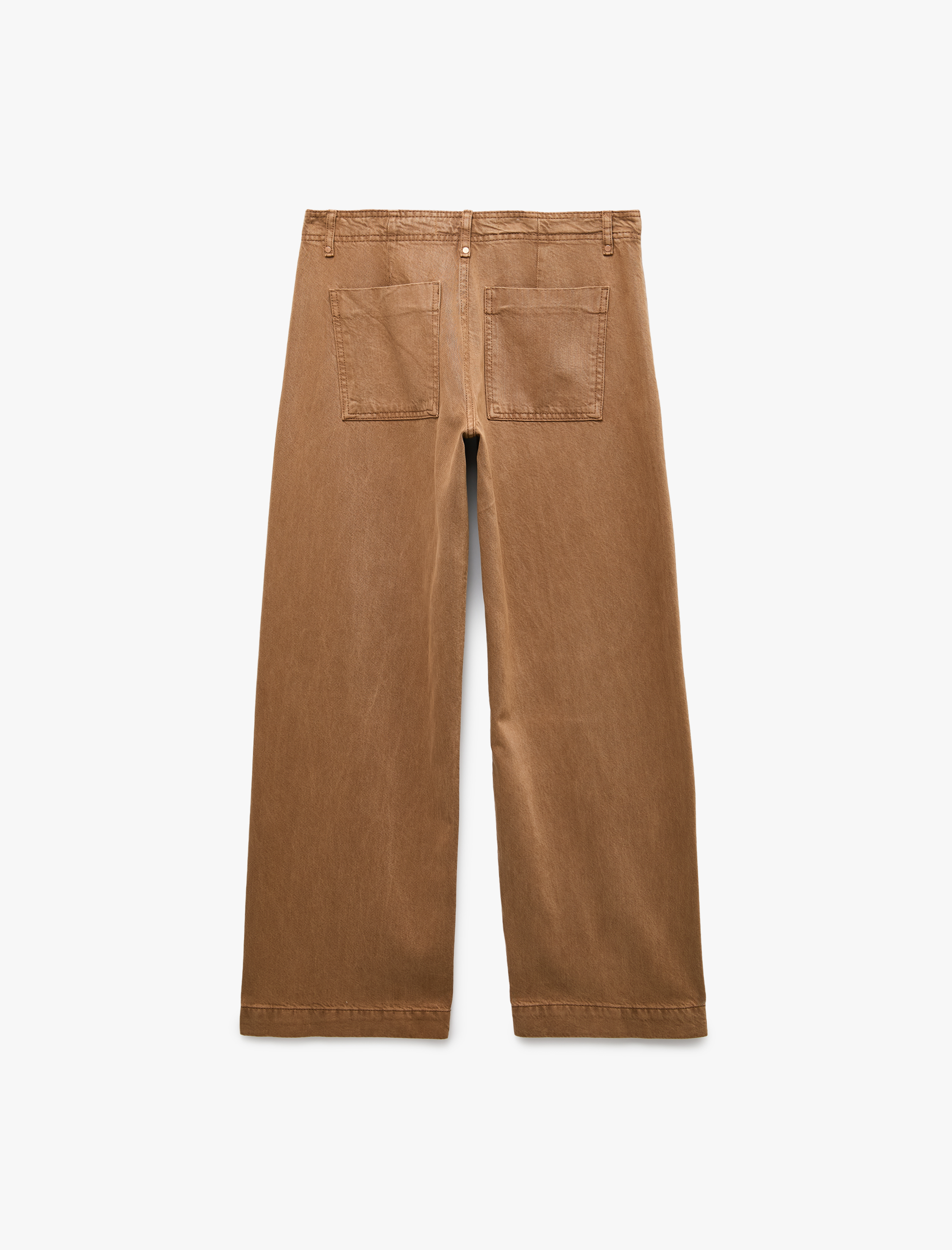   Standart Bel Regular Fit Düğmeli Nervürlü Düz Paça Pantolon - Culotte Jeans