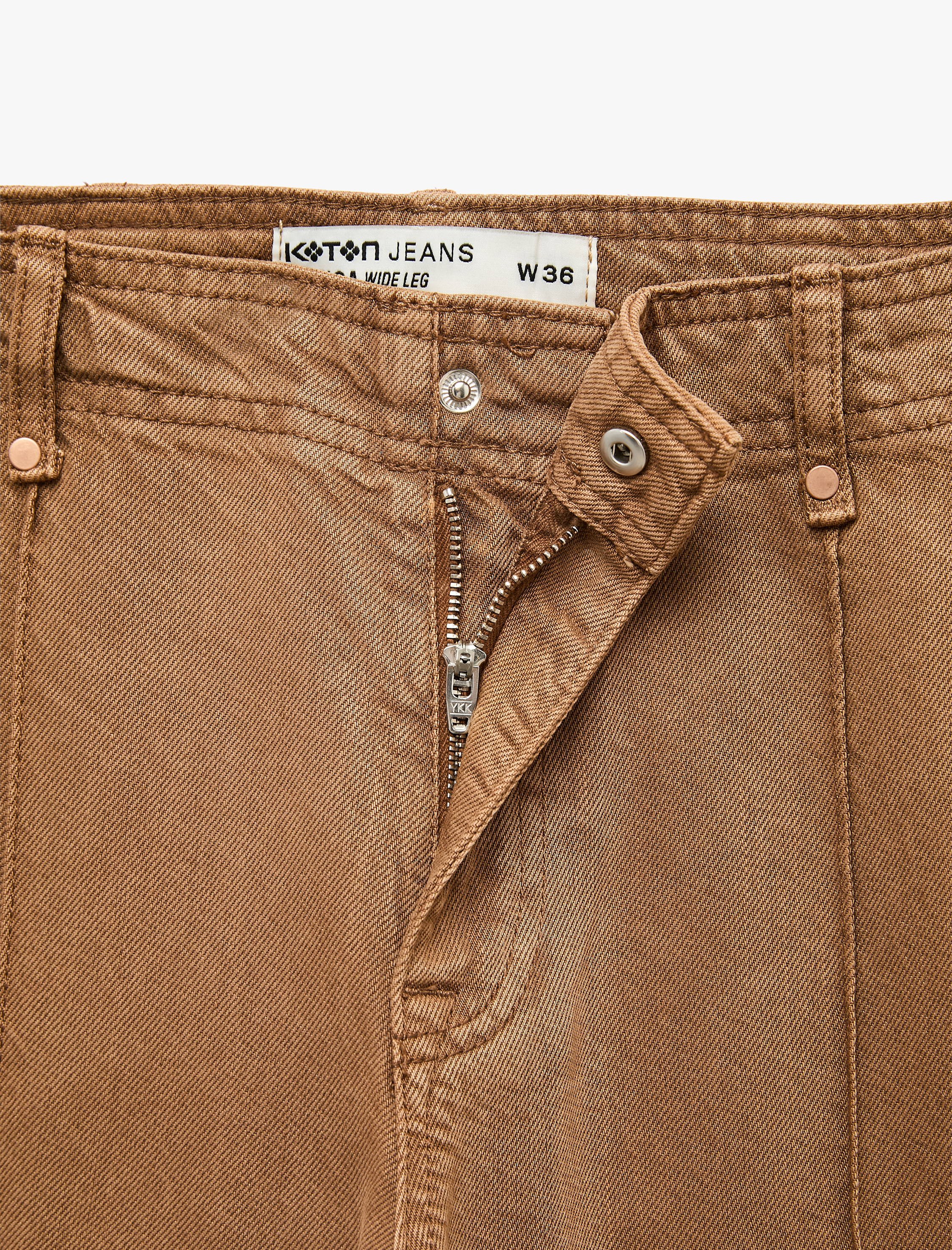   Standart Bel Regular Fit Düğmeli Nervürlü Düz Paça Pantolon - Culotte Jeans