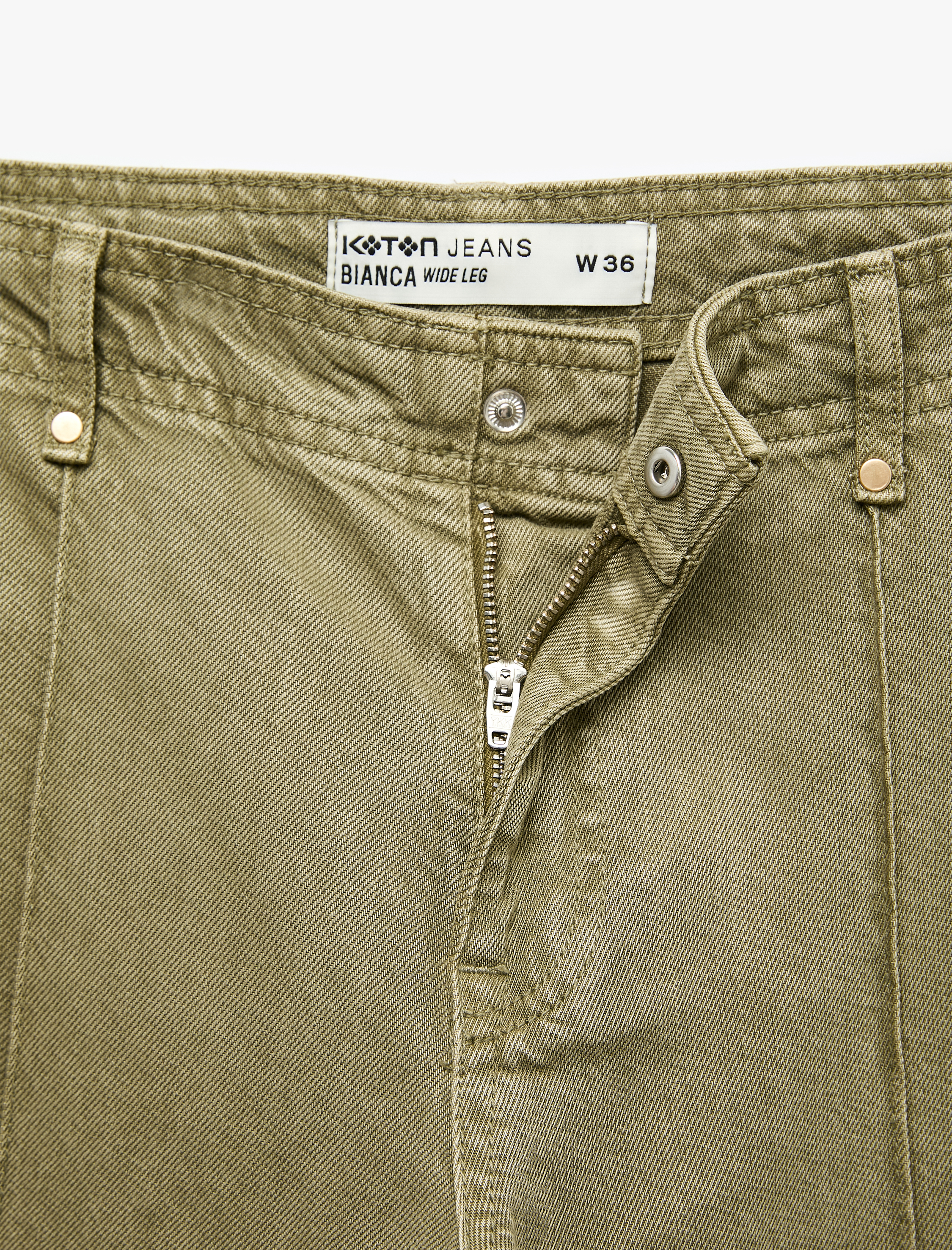  Standart Bel Regular Fit Düğmeli Nervürlü Düz Paça Pantolon - Culotte Jeans