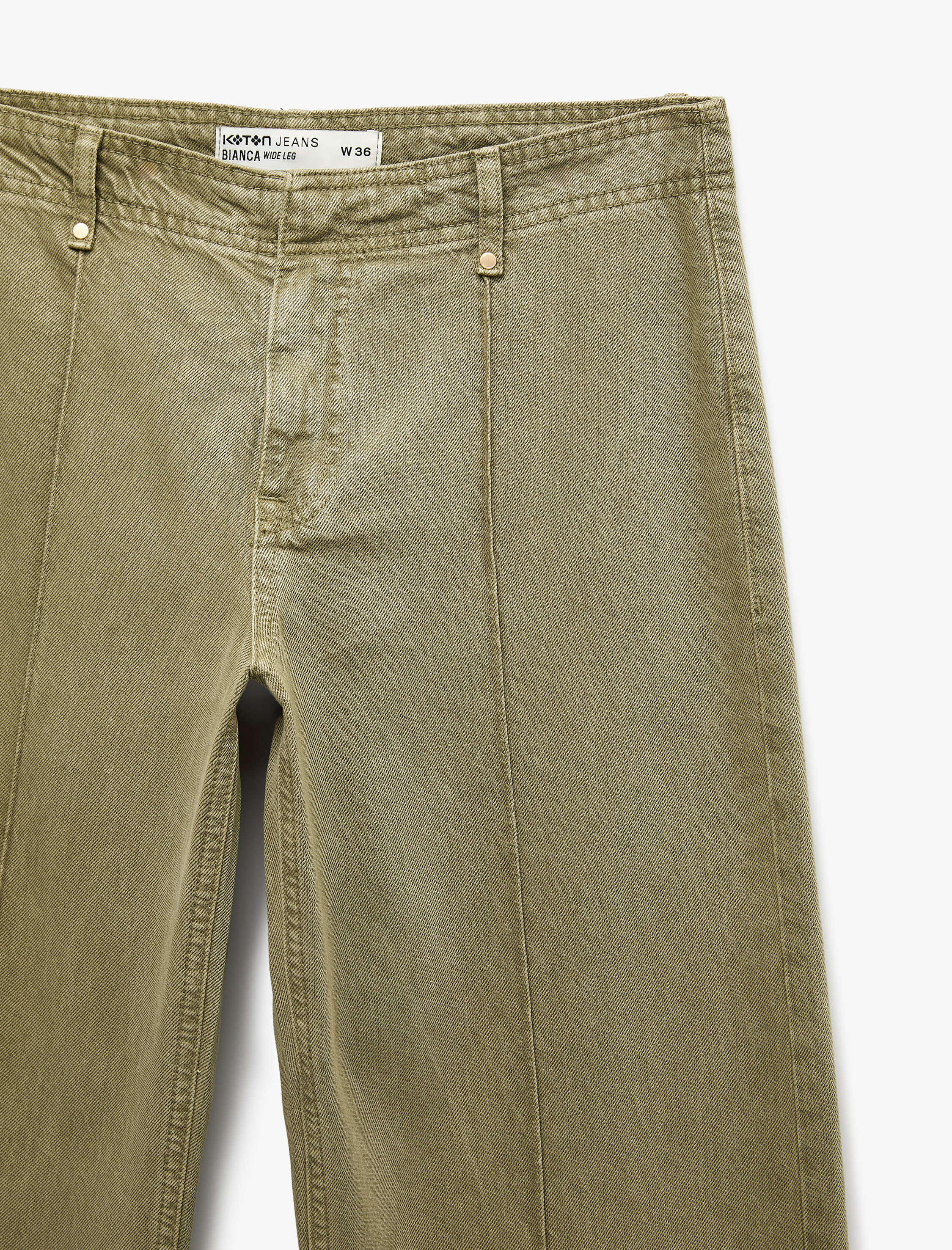   Standart Bel Regular Fit Düğmeli Nervürlü Düz Paça Pantolon - Culotte Jeans