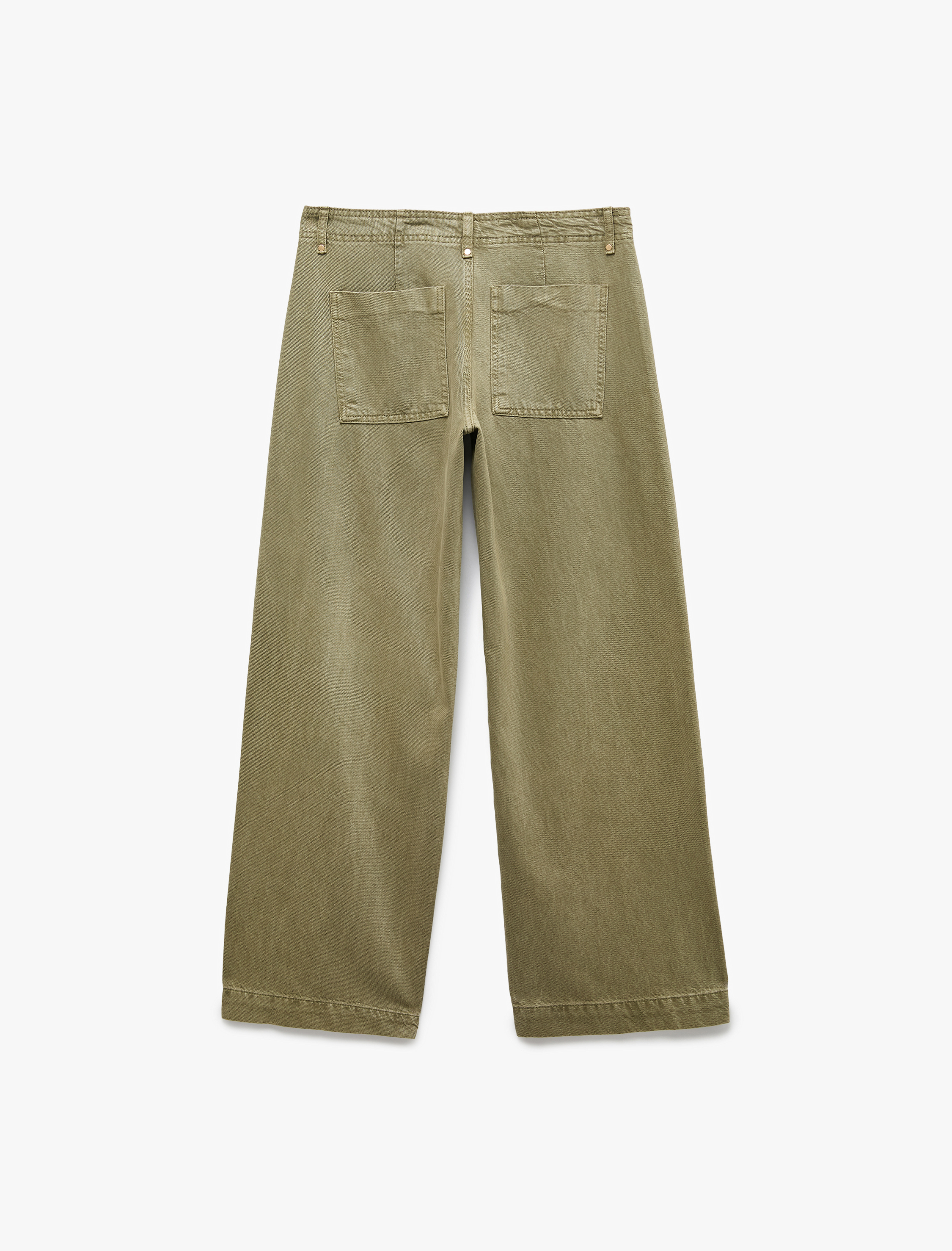   Standart Bel Regular Fit Düğmeli Nervürlü Düz Paça Pantolon - Culotte Jeans