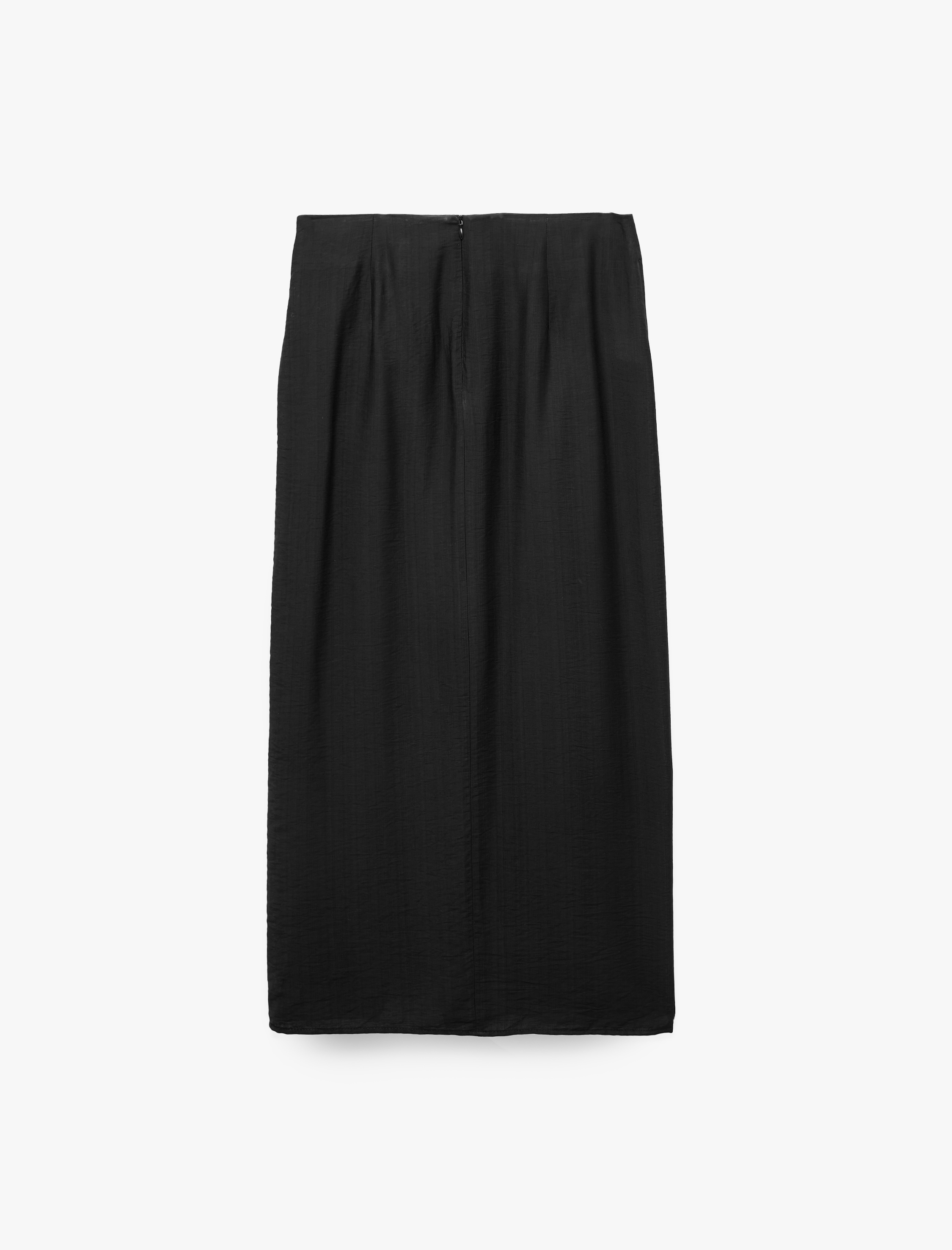   Slim Fit Viskon Kruvaze Yırtmaç Detaylı Midi Etek