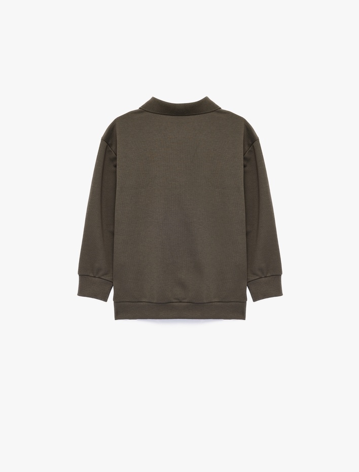 Erkek Çocuk Baskılı Regular Fit Uzun Kollu Polo Yaka Sweatshirt