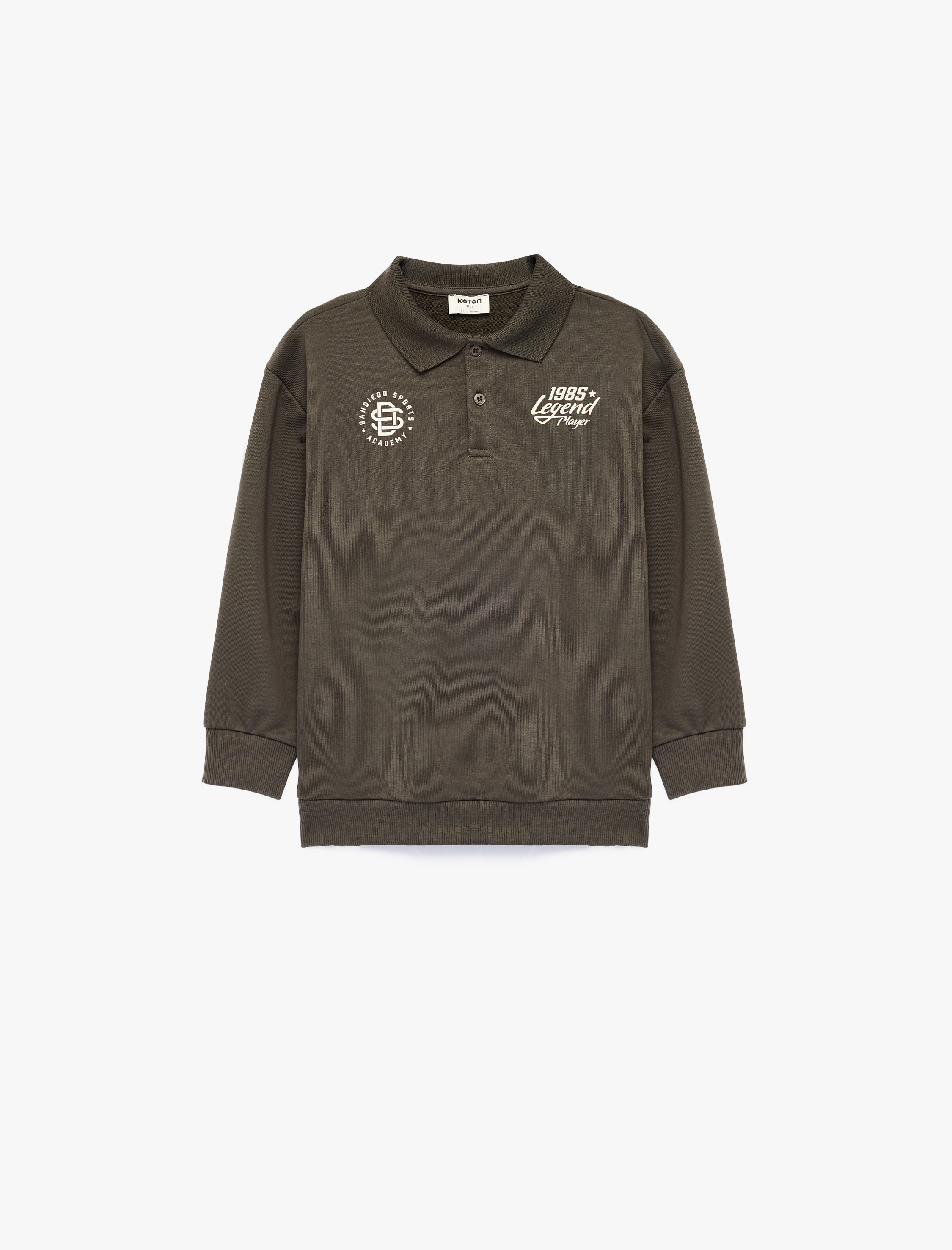  Erkek Çocuk Baskılı Regular Fit Uzun Kollu Polo Yaka Sweatshirt