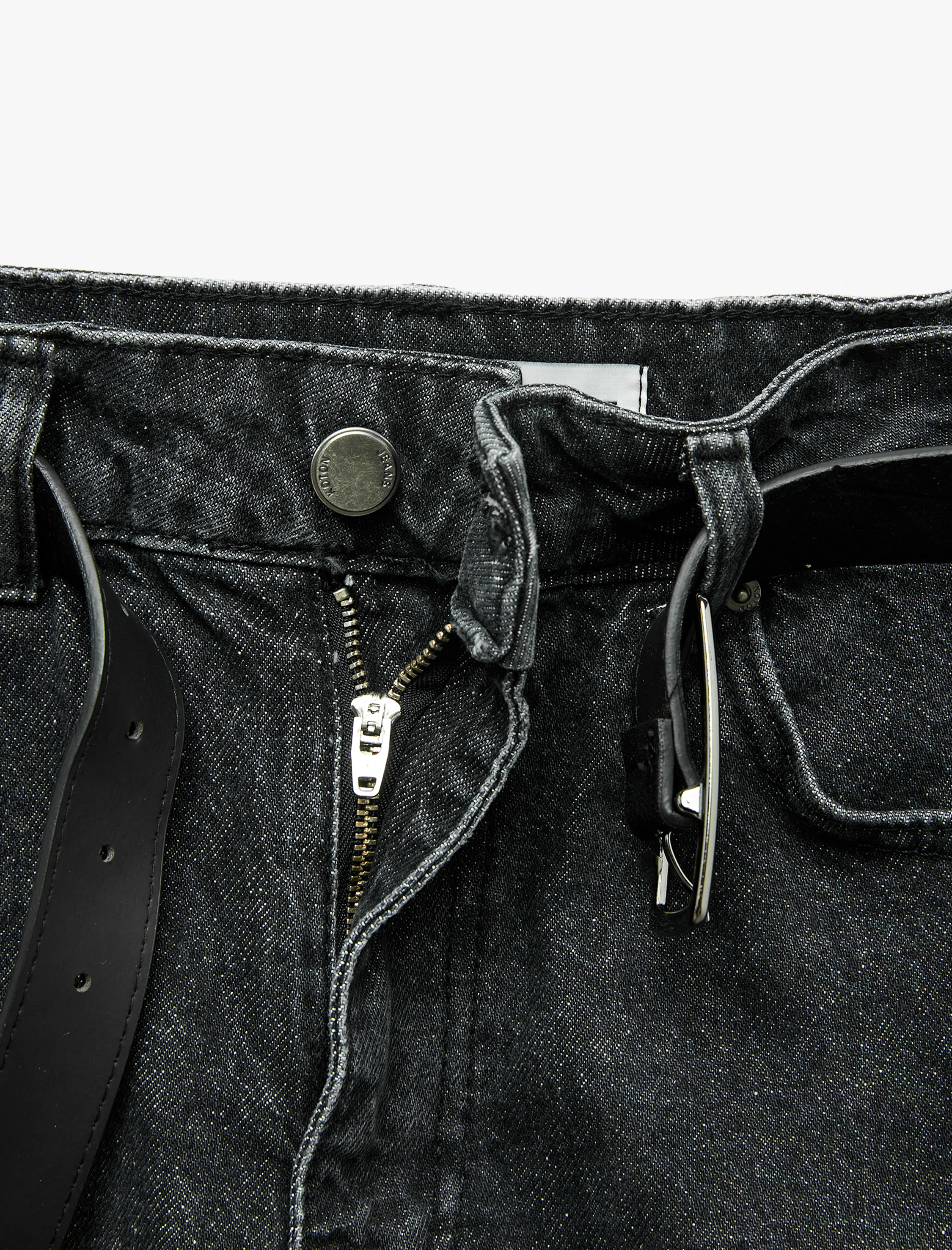   Kemerli Yüksek Bel Dar Kalıp Düz Paça Pamuklu Denim Pantolon - Mom Slim Jean