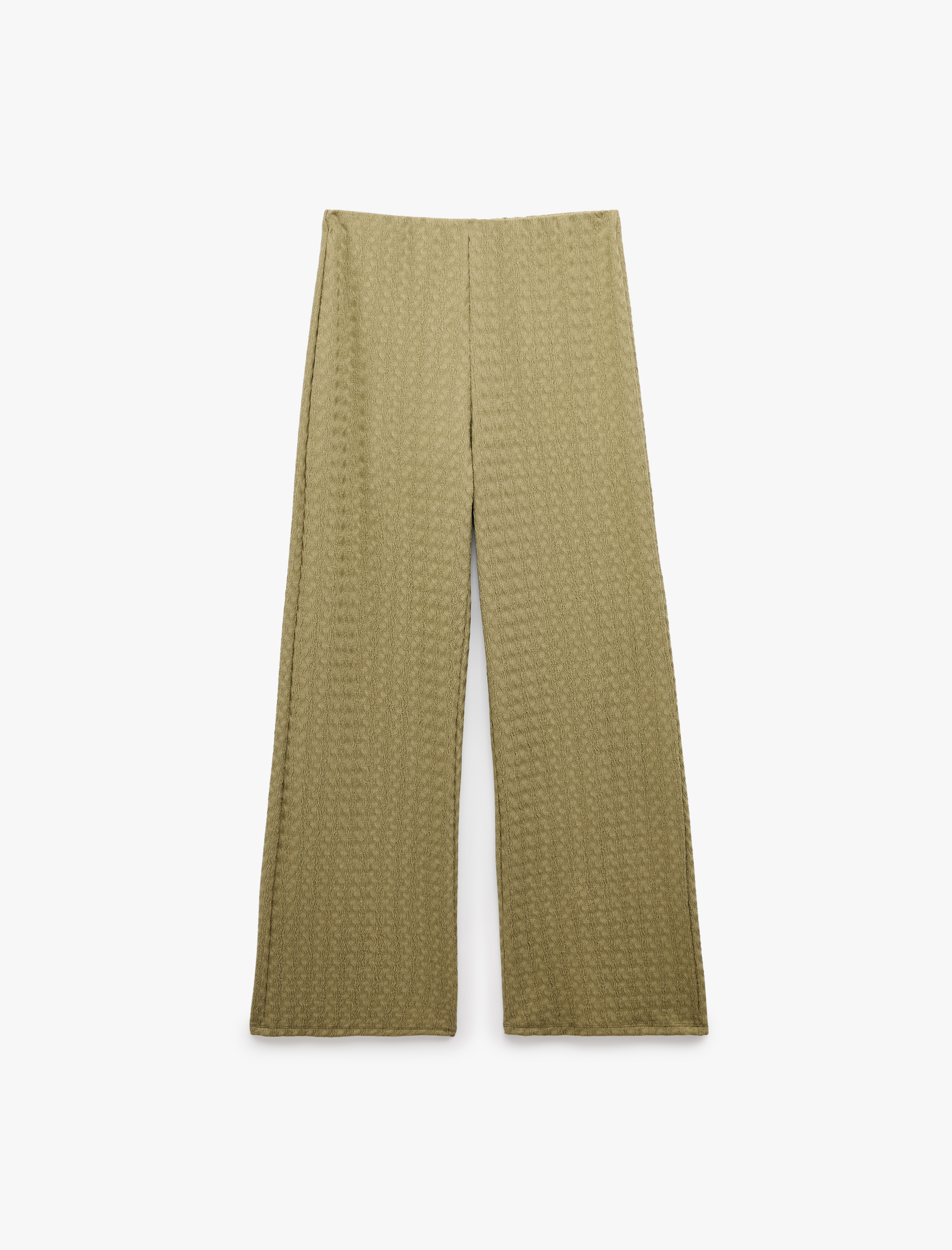   Bürümcük Kumaş Yüksek Bel Bol Düz Paça Pantolon