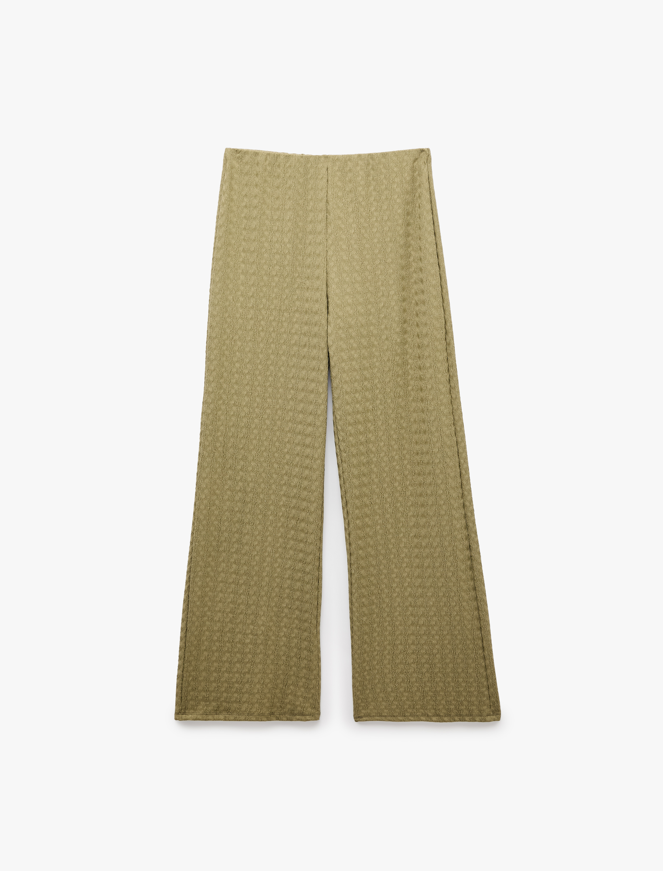   Bürümcük Kumaş Yüksek Bel Bol Düz Paça Pantolon