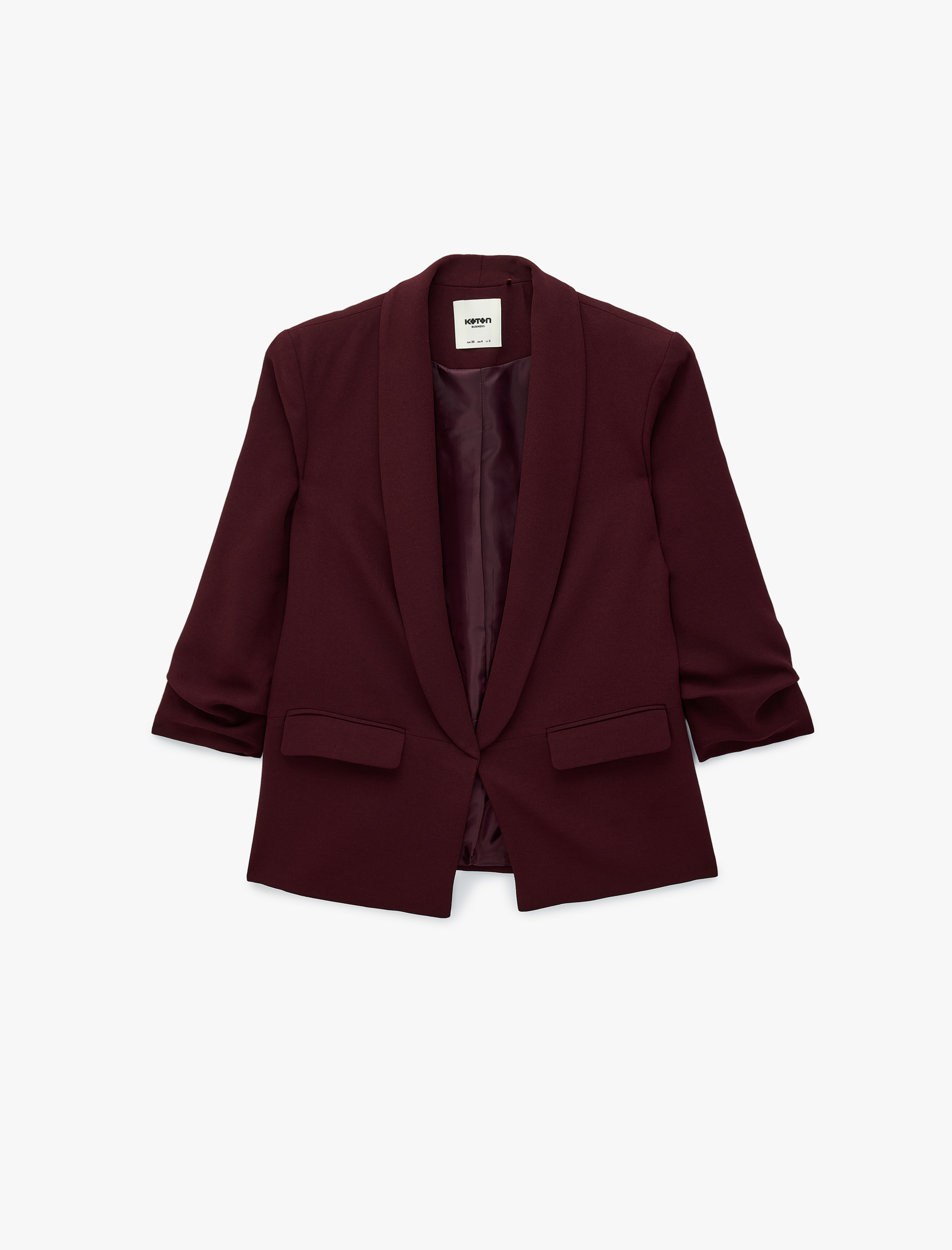   Krep Kumaş Şal Yaka 3/4 Kollu Blazer Ceket
