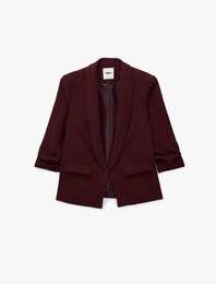 Krep Kumaş Şal Yaka 3/4 Kollu Blazer Ceket