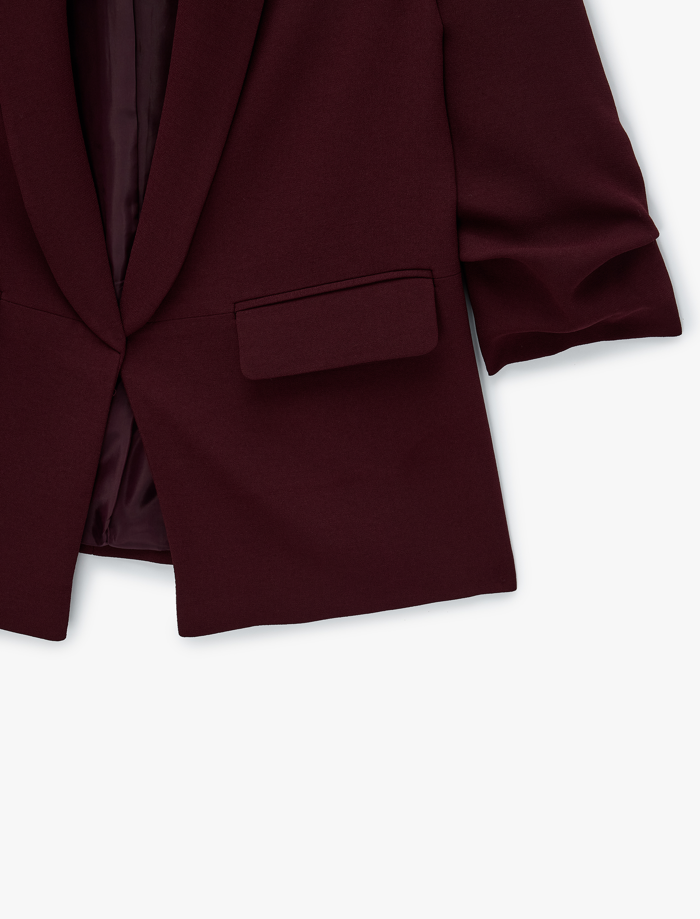   Krep Kumaş Şal Yaka 3/4 Kollu Blazer Ceket