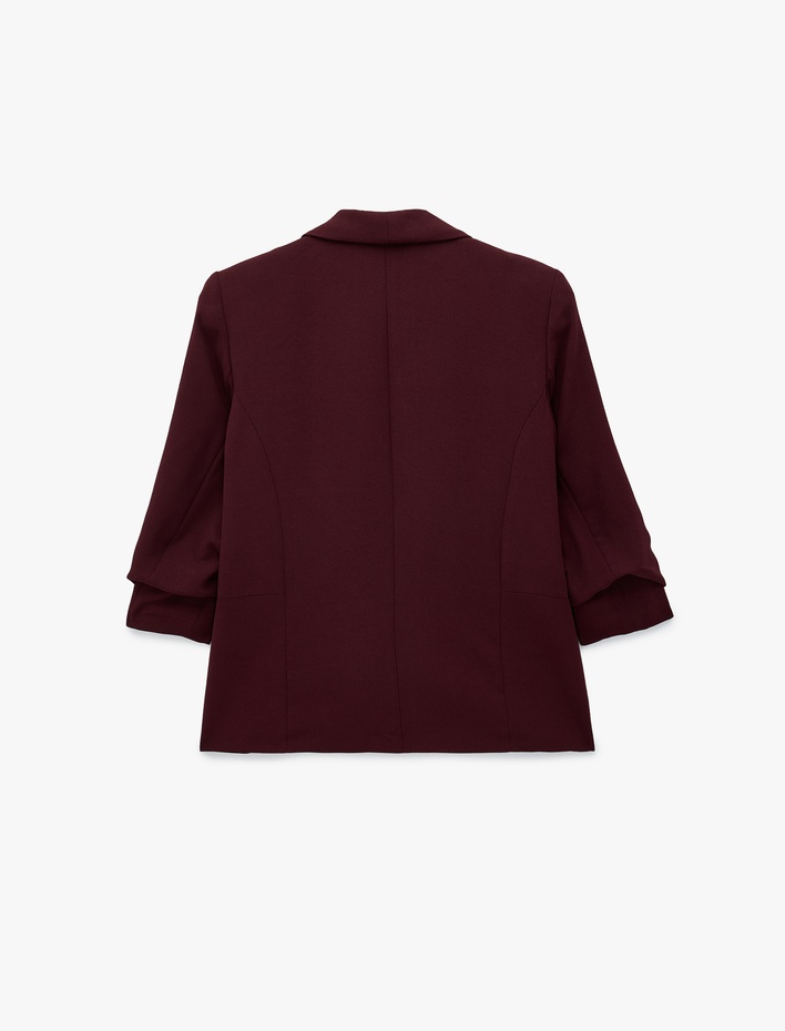  Krep Kumaş Şal Yaka 3/4 Kollu Blazer Ceket