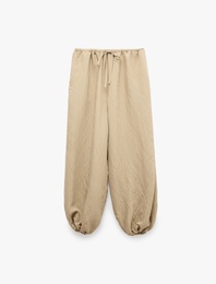 Modal Kumaş Beli Bağlamalı Cepli Balon Fit Harem Pantolon