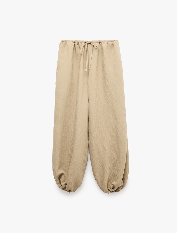  Modal Kumaş Beli Bağlamalı Cepli Balon Fit Harem Pantolon