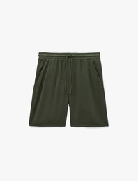Beli Bağcıklı Cepli Regular Fit Pamuklu Müslin Bermuda Şort
