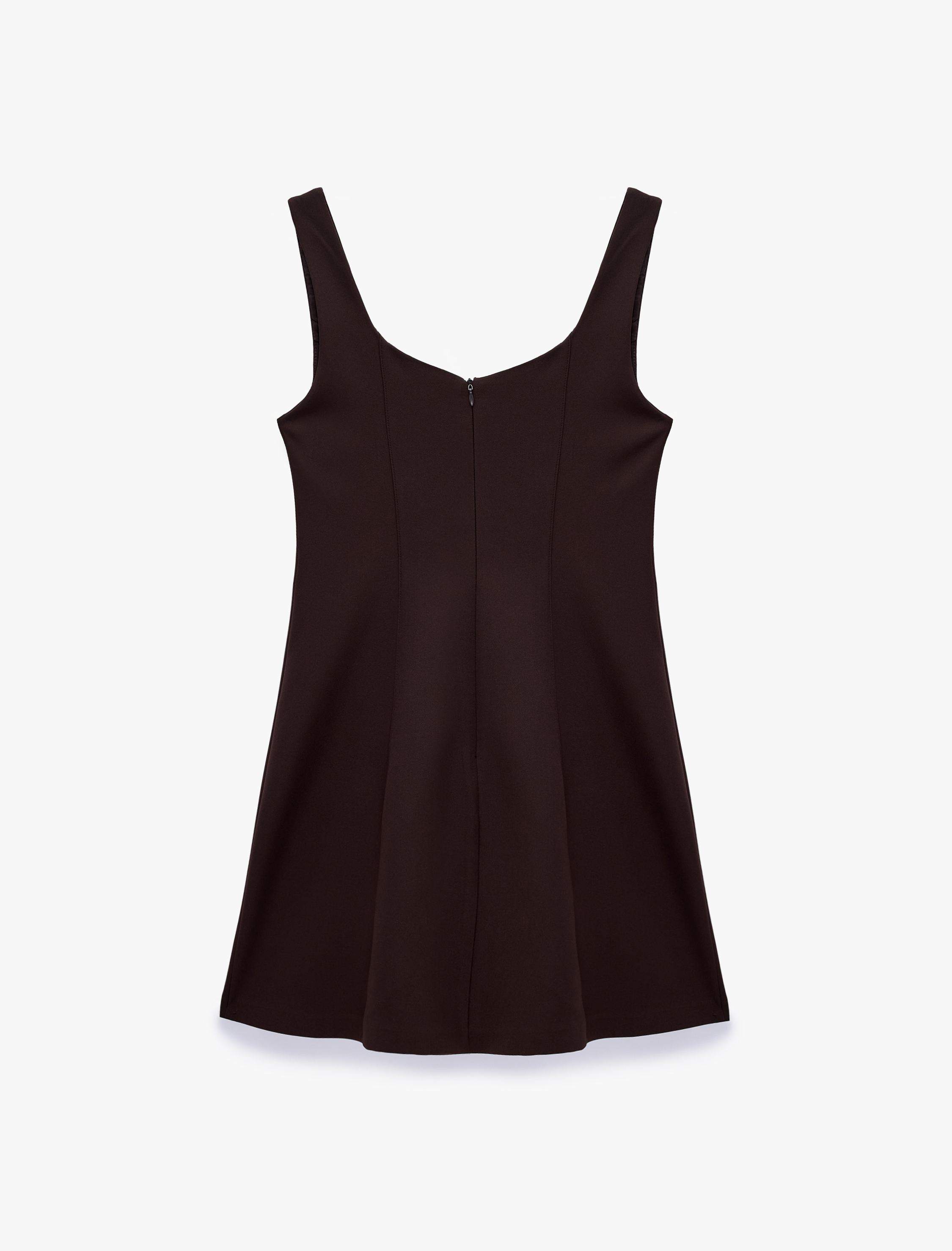  Regular Fit A Kesim Kare Yaka Kolsuz Mini Elbise