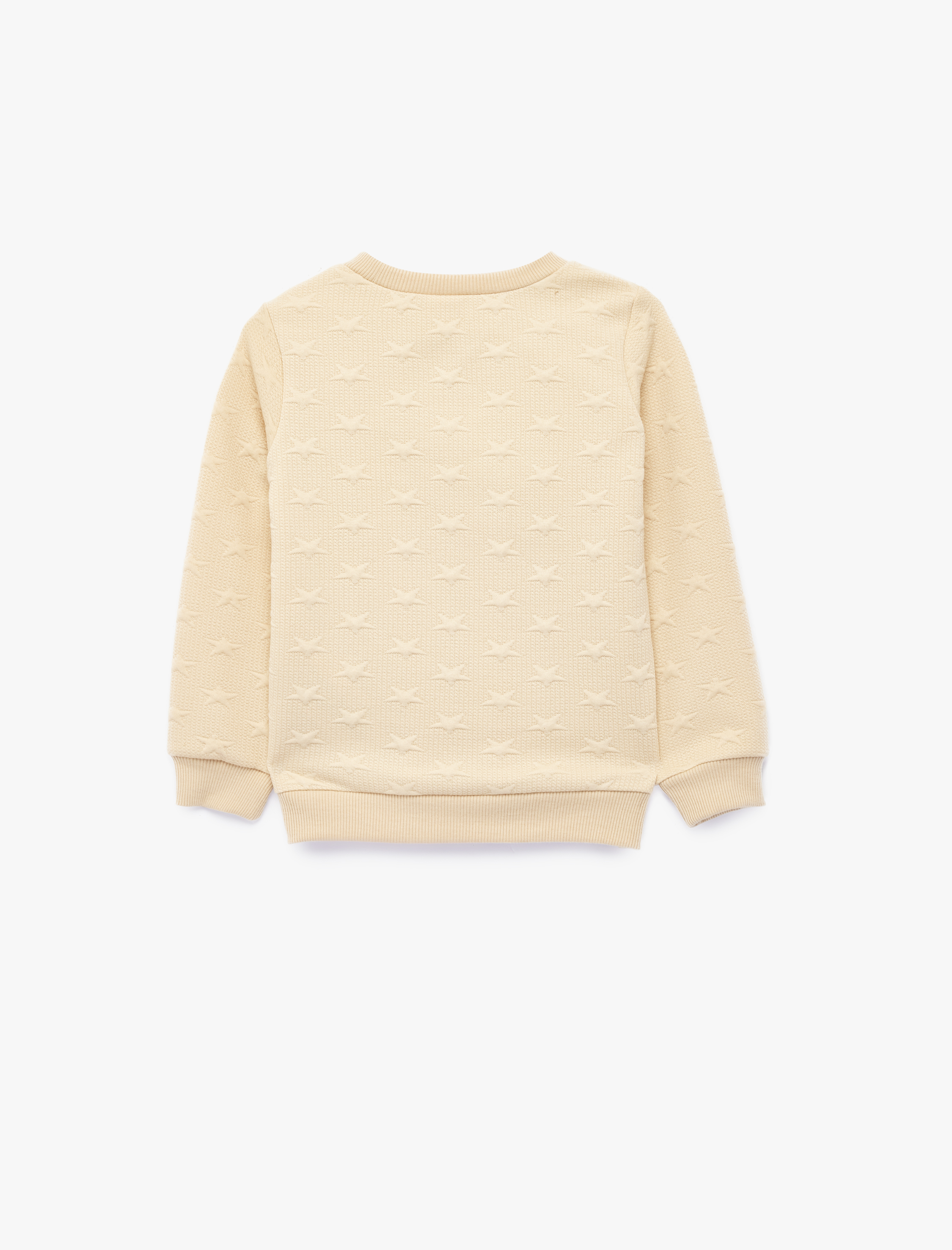  Kız Bebek Yıldız Baskılı Bisiklet Yaka Uzun Kollu Sweatshirt