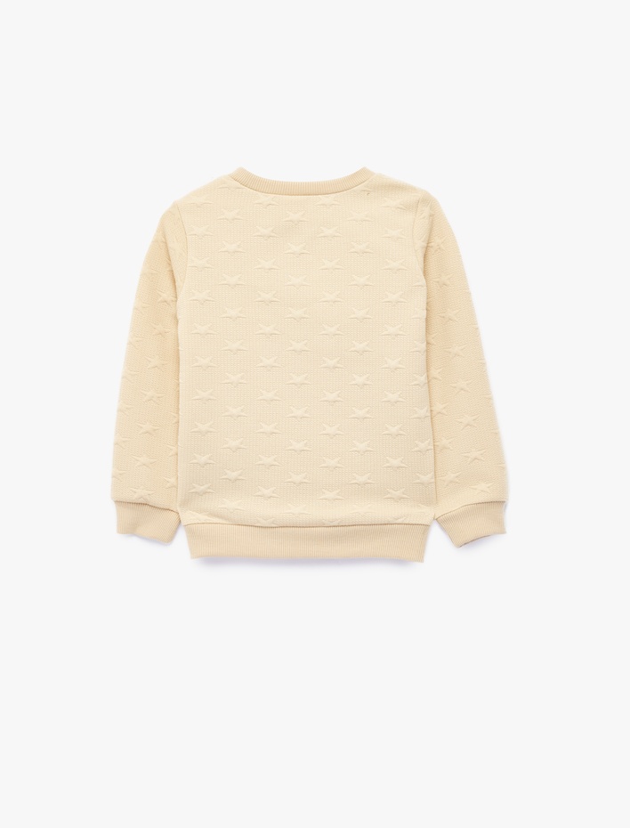 Kız Bebek Yıldız Baskılı Bisiklet Yaka Uzun Kollu Sweatshirt