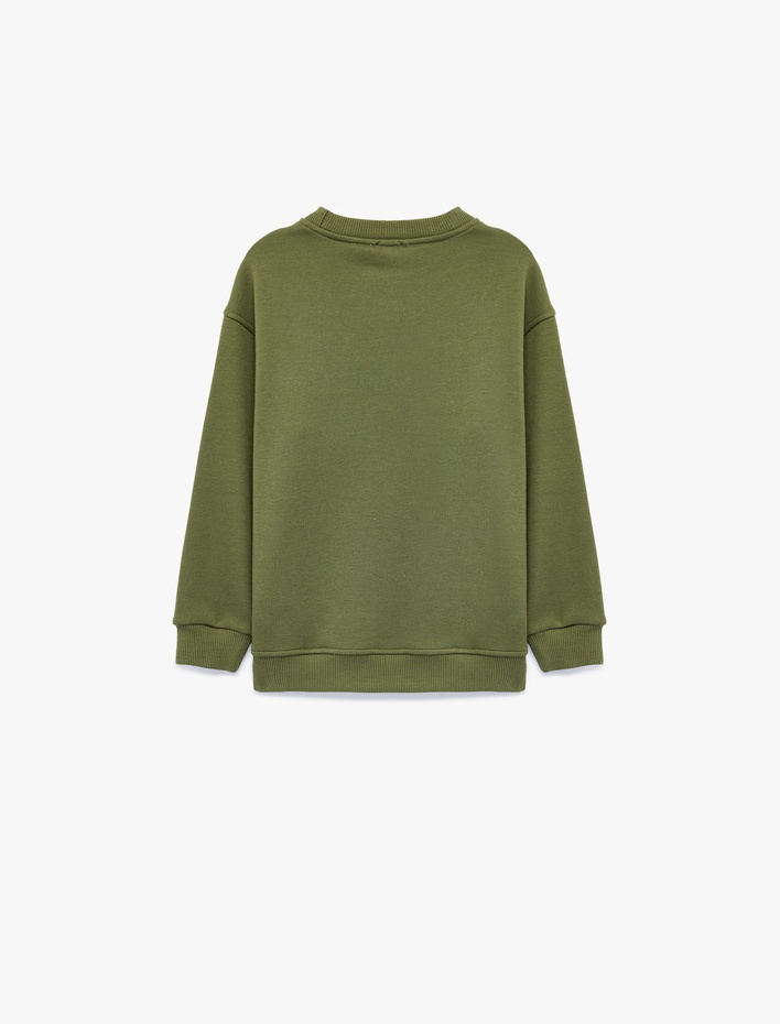 Erkek Çocuk Dinozor Baskılı Bisiklet Yaka Uzun Kollu Oversize Sweatshirt