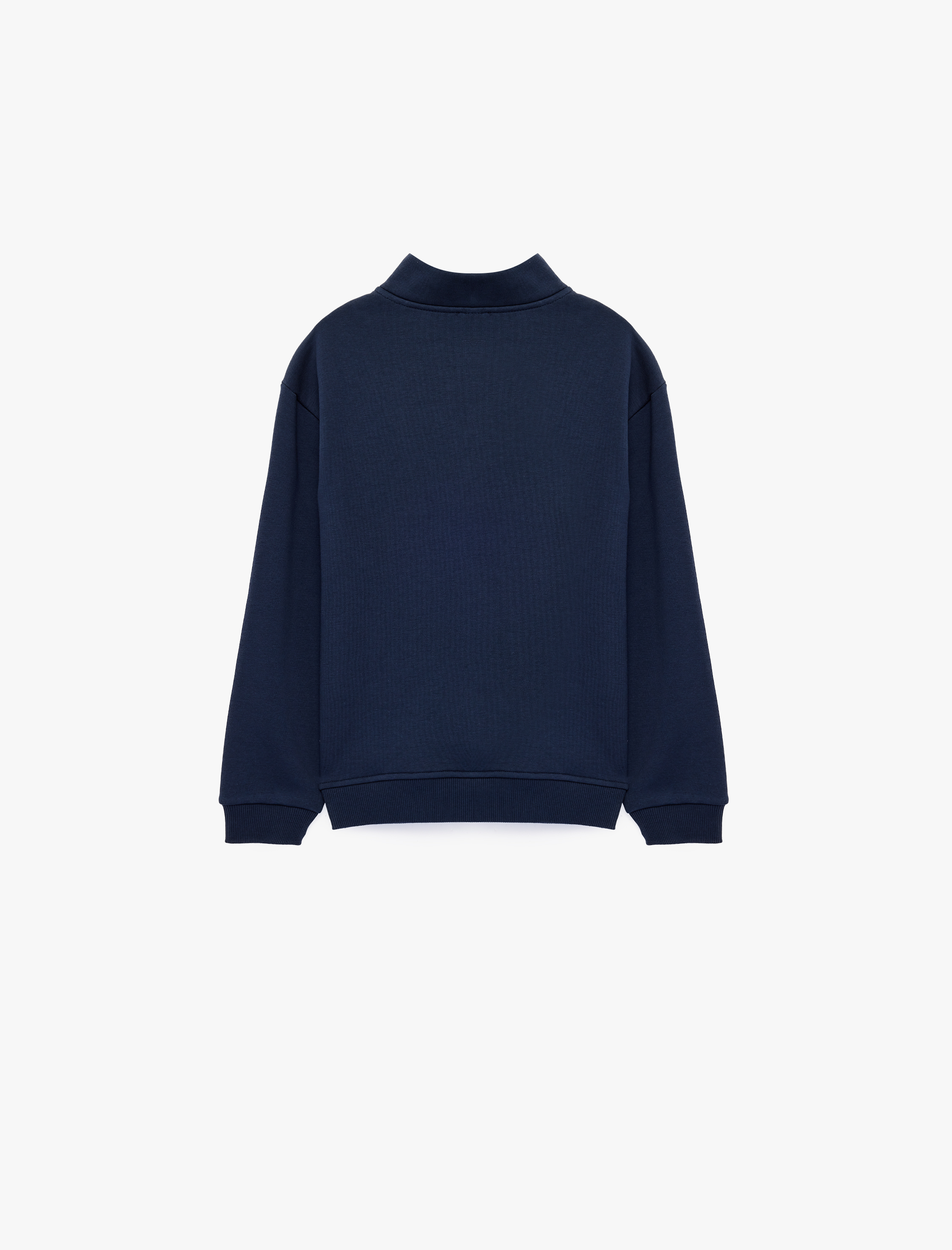  Erkek Çocuk Dik Yaka Fermuarlı Uzun Kollu Şardonlu Baskılı Pamuklu Sweatshirt