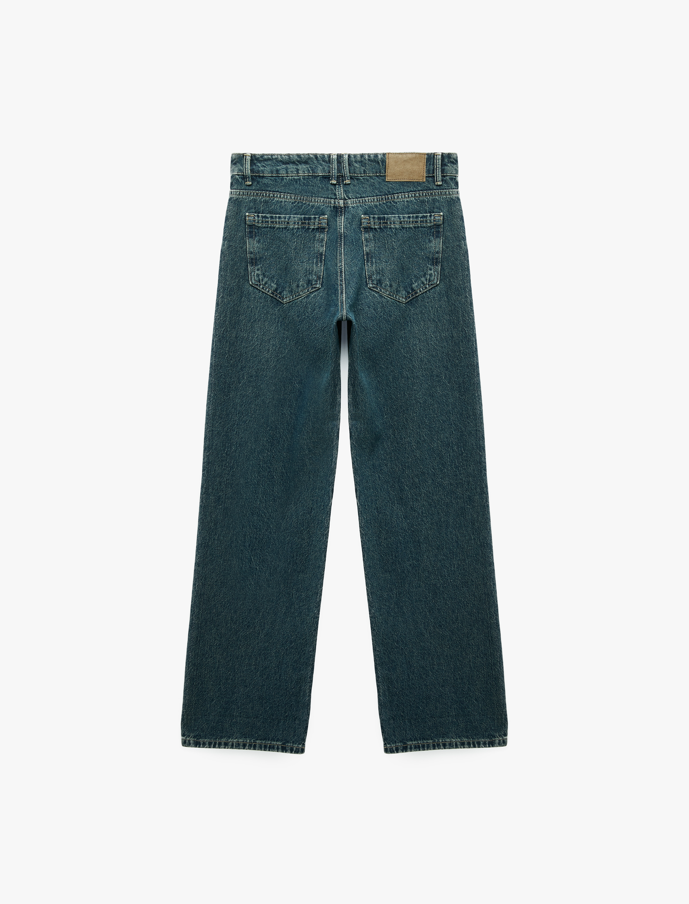   Normal Bel Cepli Pamuklu Düz Paça Denim Pantolon - Straight Fit Jean