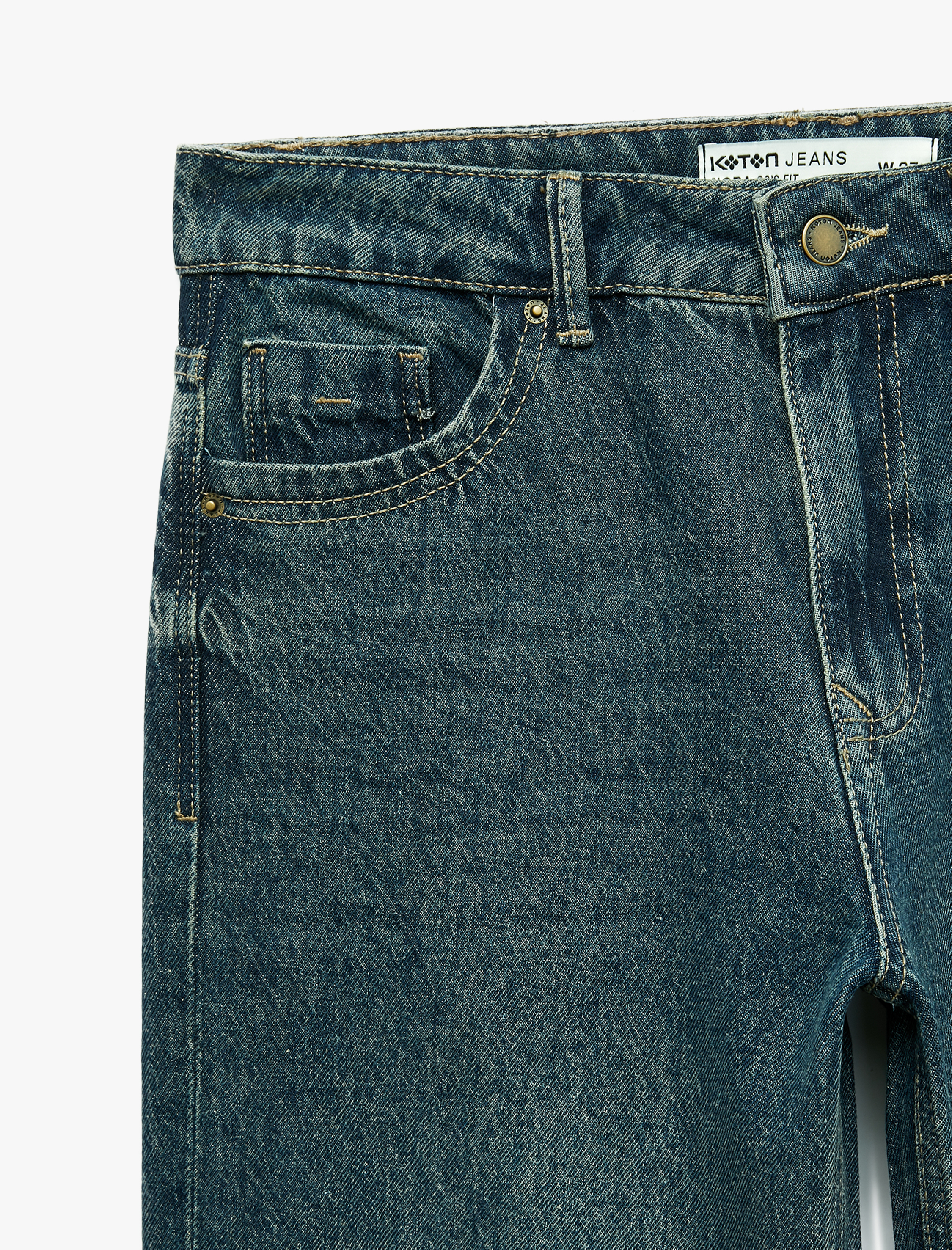   Normal Bel Cepli Pamuklu Düz Paça Denim Pantolon - Straight Fit Jean