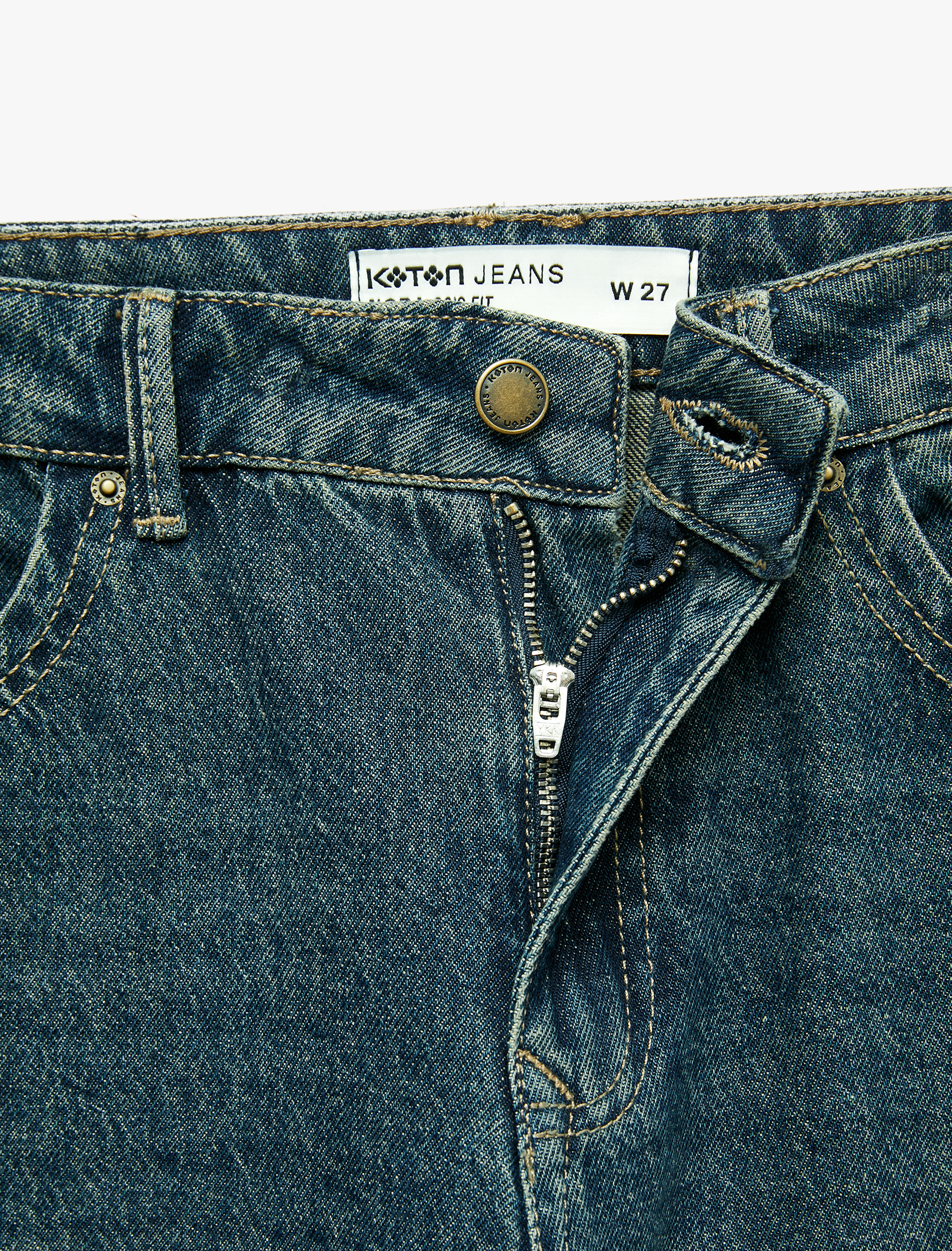   Normal Bel Cepli Pamuklu Düz Paça Denim Pantolon - Straight Fit Jean