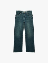 Normal Bel Cepli Pamuklu Düz Paça Denim Pantolon - Straight Fit Jean