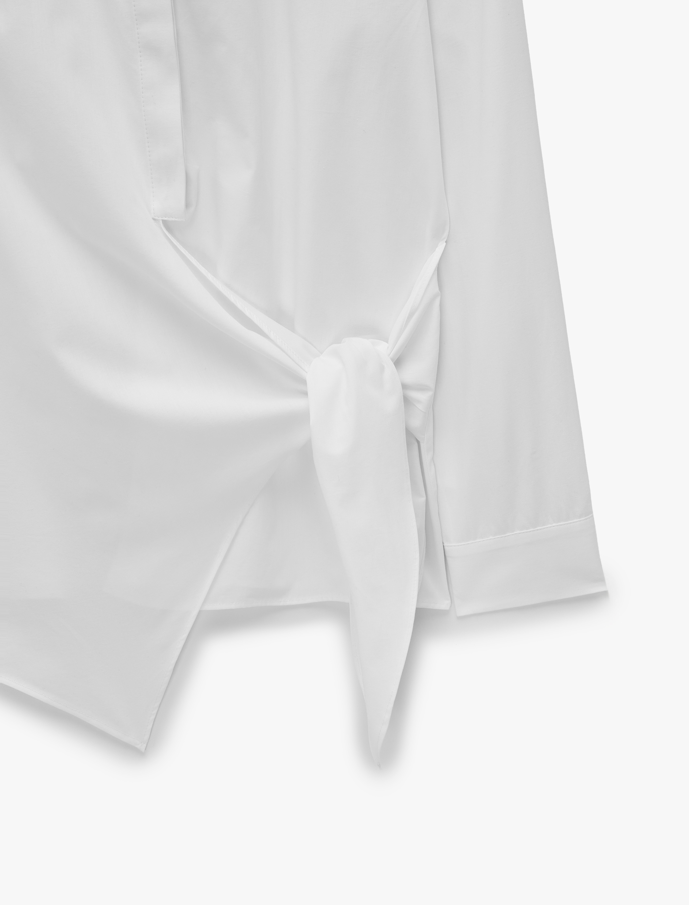   Regular Fit Pamuklu Bağlama Detaylı Uzun Kollu Poplin Gömlek