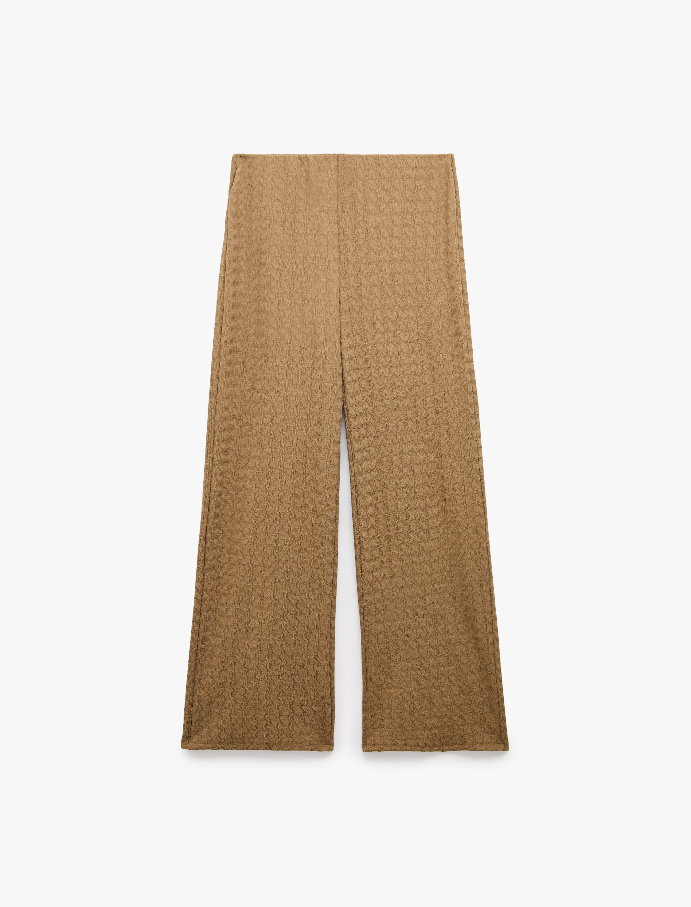   Bürümcük Kumaş Yüksek Bel Bol Düz Paça Pantolon