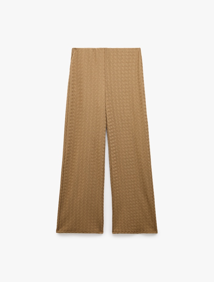  Bürümcük Kumaş Yüksek Bel Bol Düz Paça Pantolon
