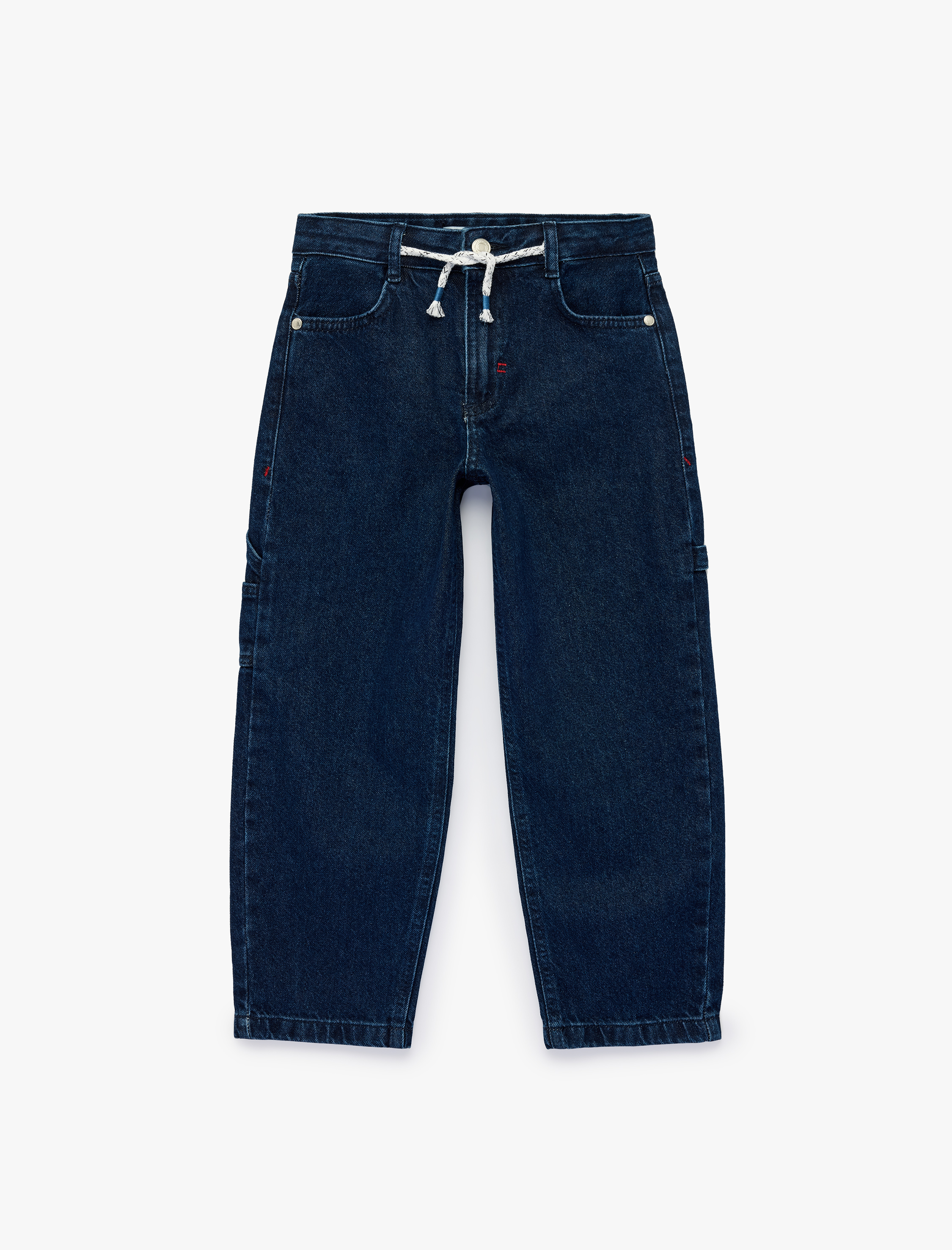  Erkek Çocuk Cep Detaylı Bol Kesim Pamuklu Carpenter Denim Pantolon
