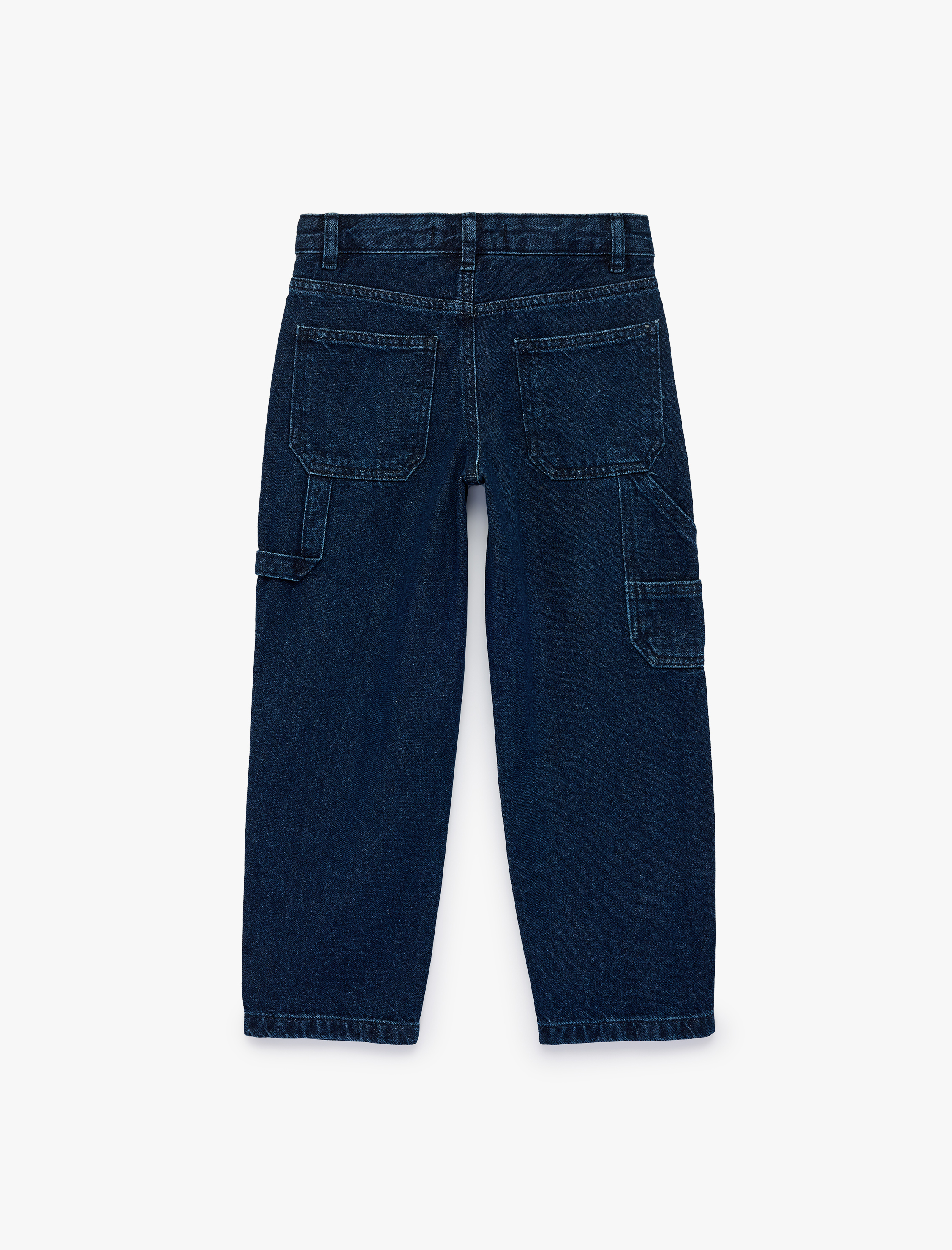  Erkek Çocuk Cep Detaylı Bol Kesim Pamuklu Carpenter Denim Pantolon