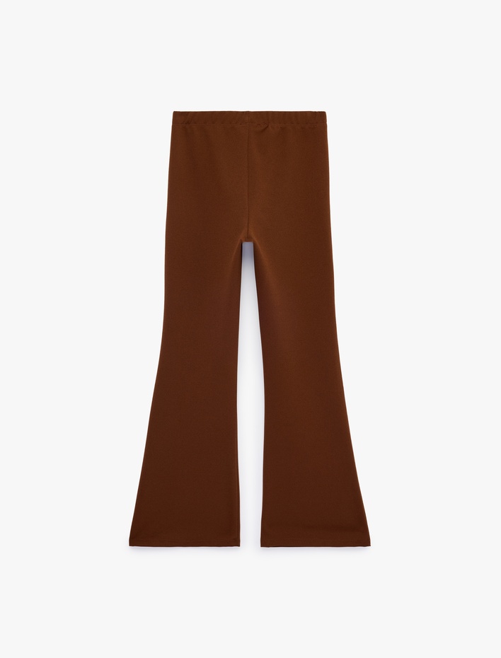 Kız Çocuk Yırtmaç Detaylı Slim Fit İspanyol Paça Tayt