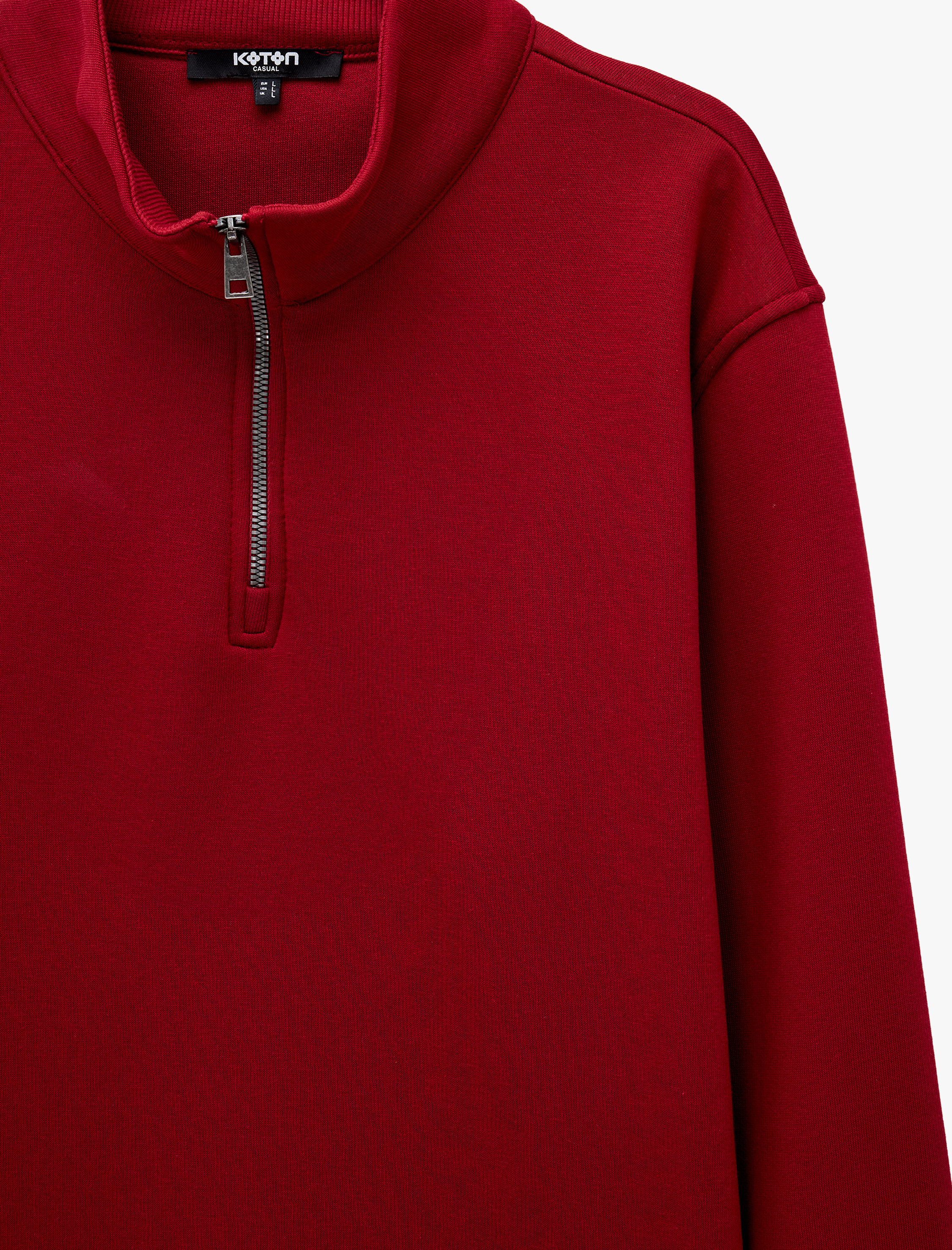   Şardonlu Regular Fit Uzun Kollu Fermuarlı Yaka Sweatshirt