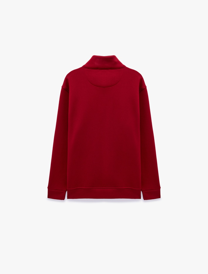  Şardonlu Regular Fit Uzun Kollu Fermuarlı Yaka Sweatshirt
