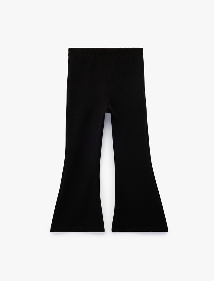 Kız Çocuk Yırtmaç Detaylı Slim Fit İspanyol Paça Tayt