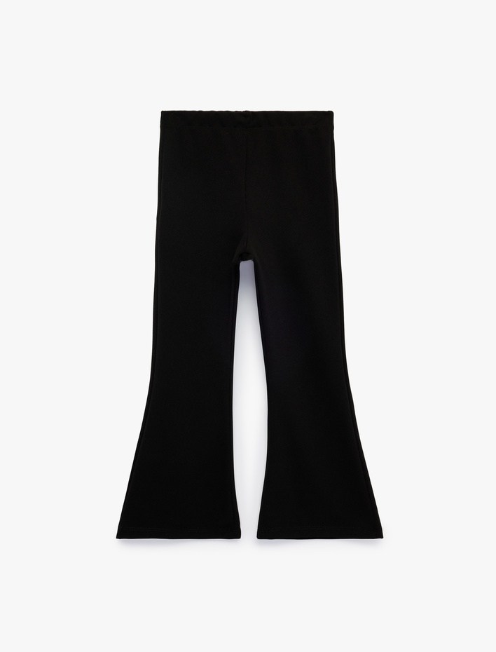 Kız Çocuk Yırtmaç Detaylı Slim Fit İspanyol Paça Tayt