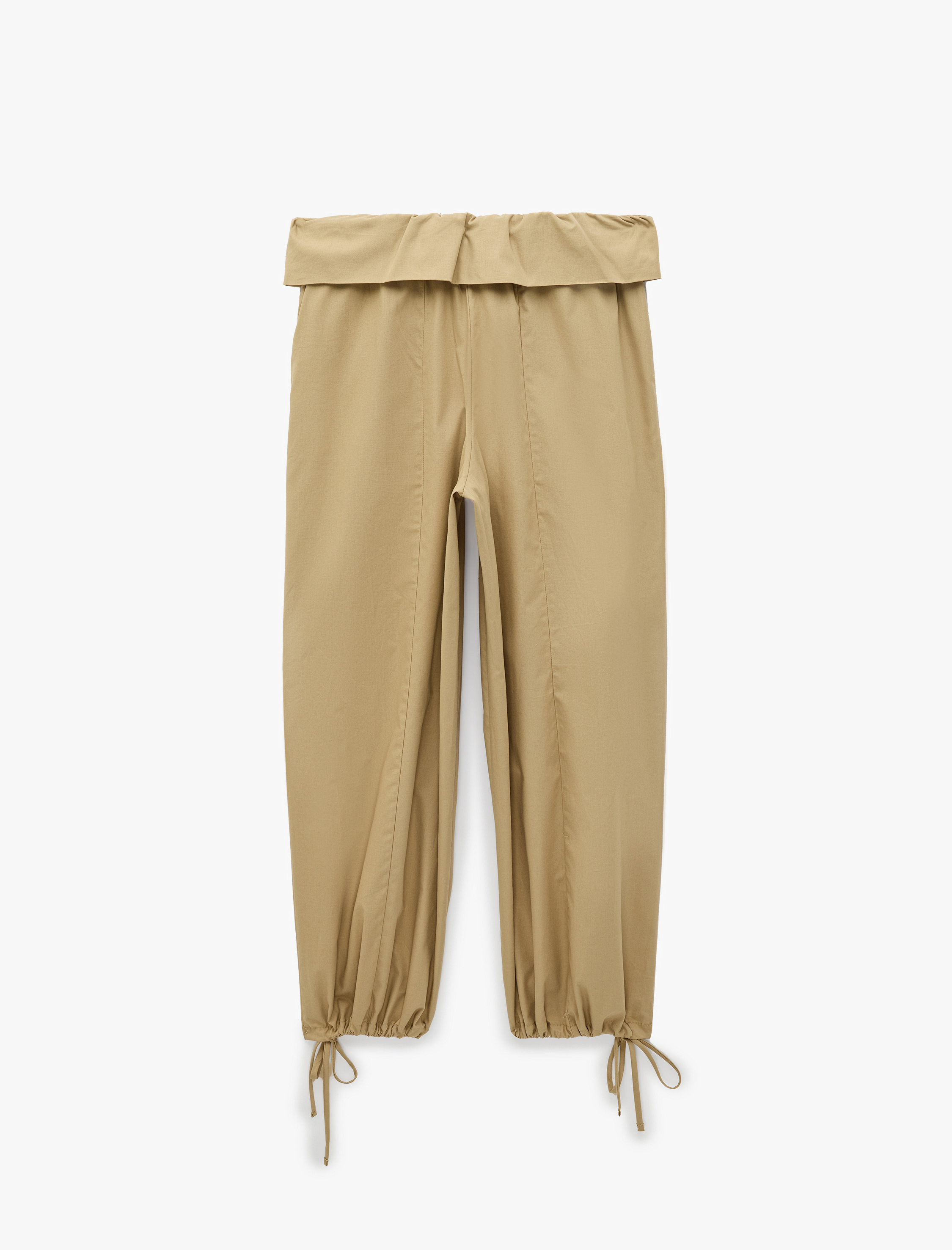   Beli Bağcıklı Katlama Detaylı Balon Form Poplin Harem Pantolon