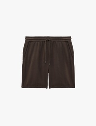 Beli Bağcıklı Cepli Regular Fit Pamuklu Müslin Bermuda Şort