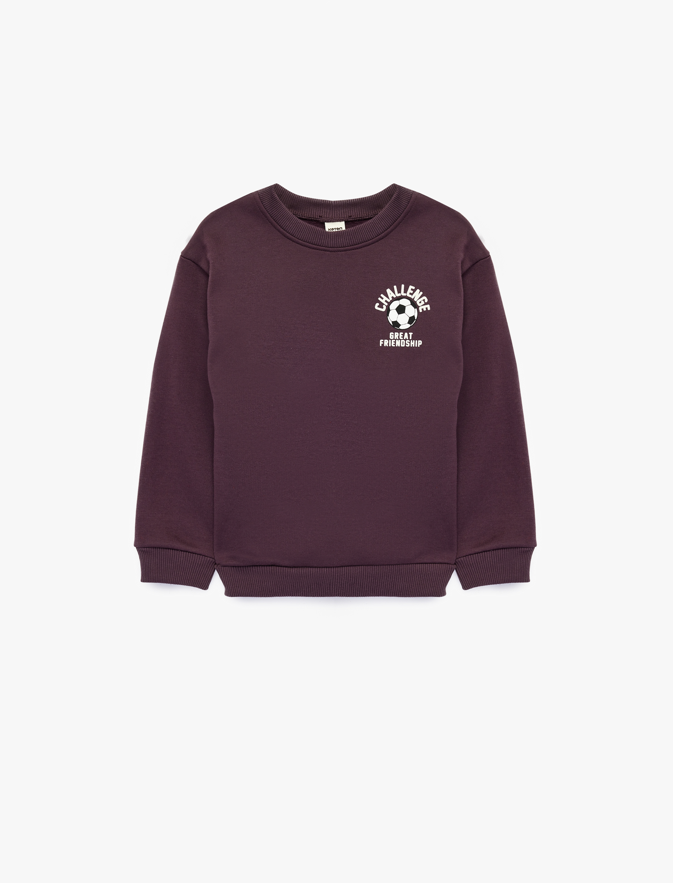  Erkek Bebek Bisiklet Yaka Uzun Kollu Baskı Detaylı Şardonlu Sweatshirt