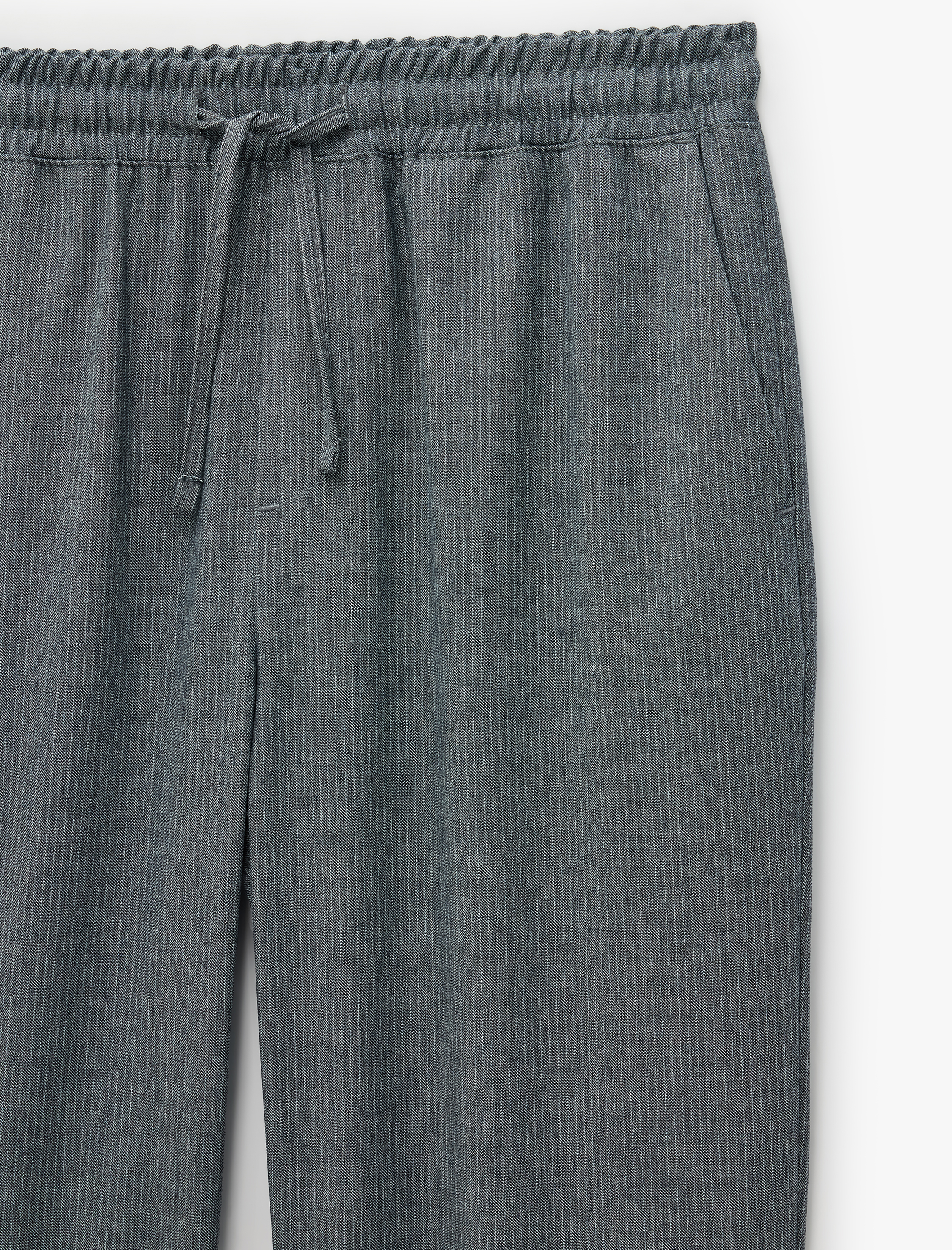   Beli Bağcıklı Düz Paça Cepli Slim Fit Viskon Pantolon