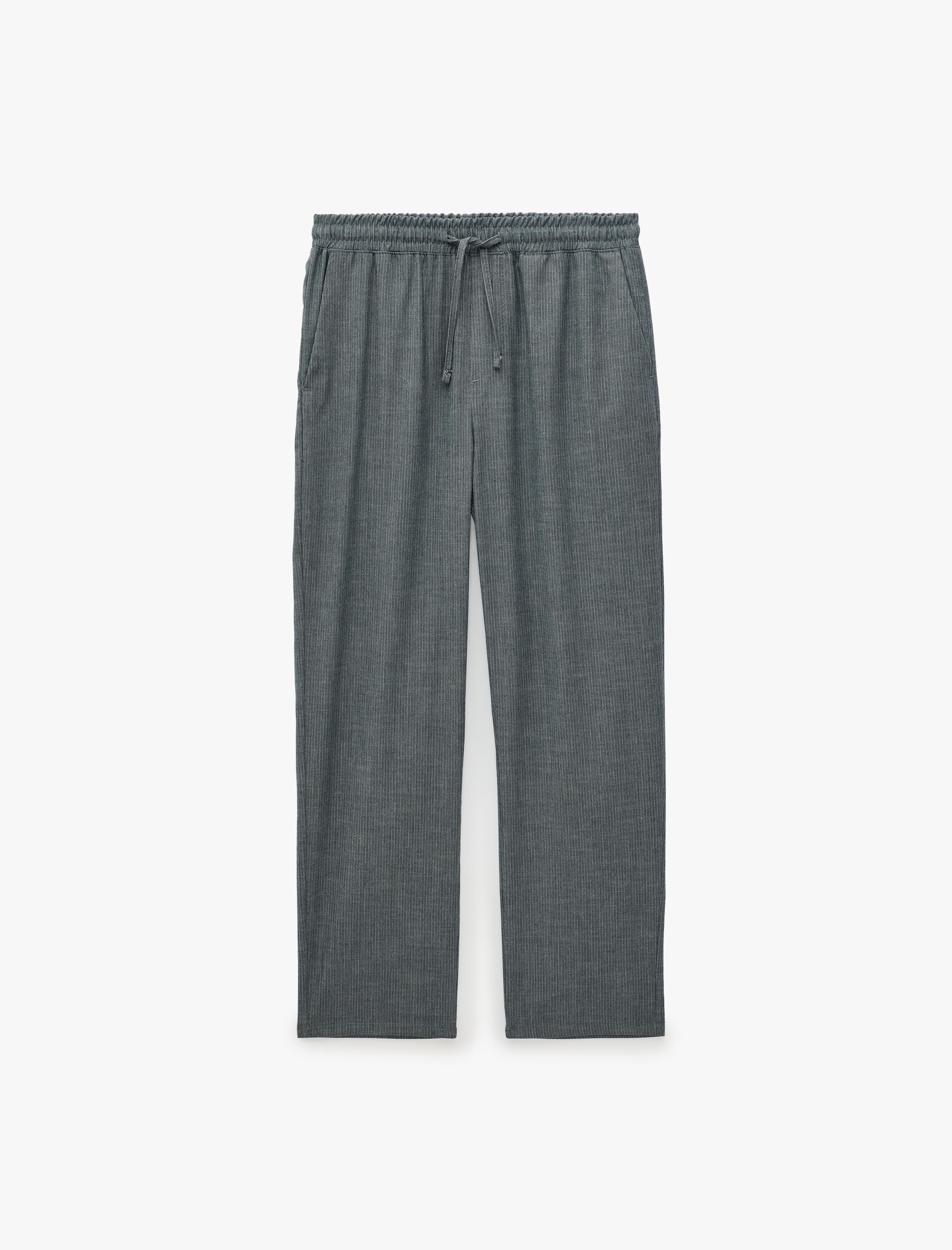   Beli Bağcıklı Düz Paça Cepli Slim Fit Viskon Pantolon