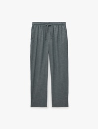 Beli Bağcıklı Düz Paça Cepli Slim Fit Viskon Pantolon