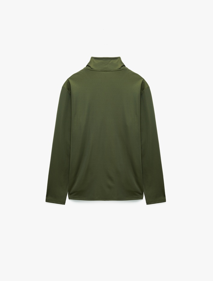  Regular Fit Uzun Kollu Dik Yaka Yarım Fermuarlı Spor Sweatshirt